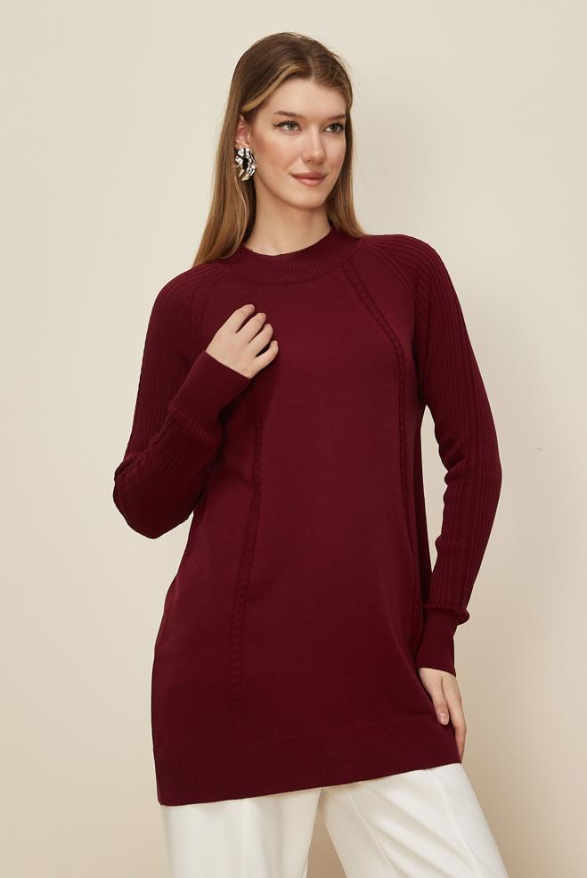 Hijab clothing CLARET RED 45816 TRİKO TUNİK 38-46 - ALVİNA