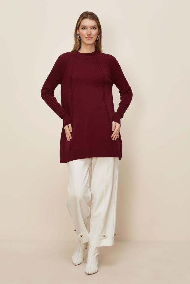 Hijab clothing CLARET RED 45816 TRİKO TUNİK 38-46 - ALVİNA