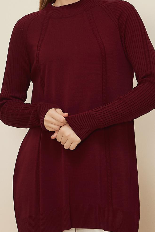 Hijab clothing CLARET RED 45816 TRİKO TUNİK 38-46 - ALVİNA