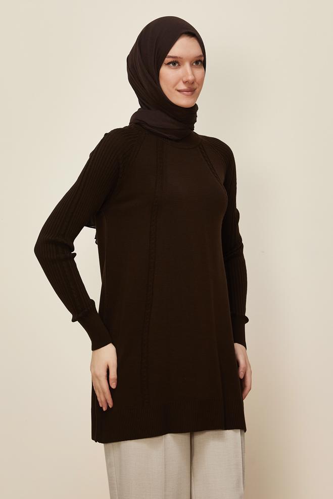 Hijab clothing BROWN 45816 TRİKO TUNİK 38-46 - ALVİNA