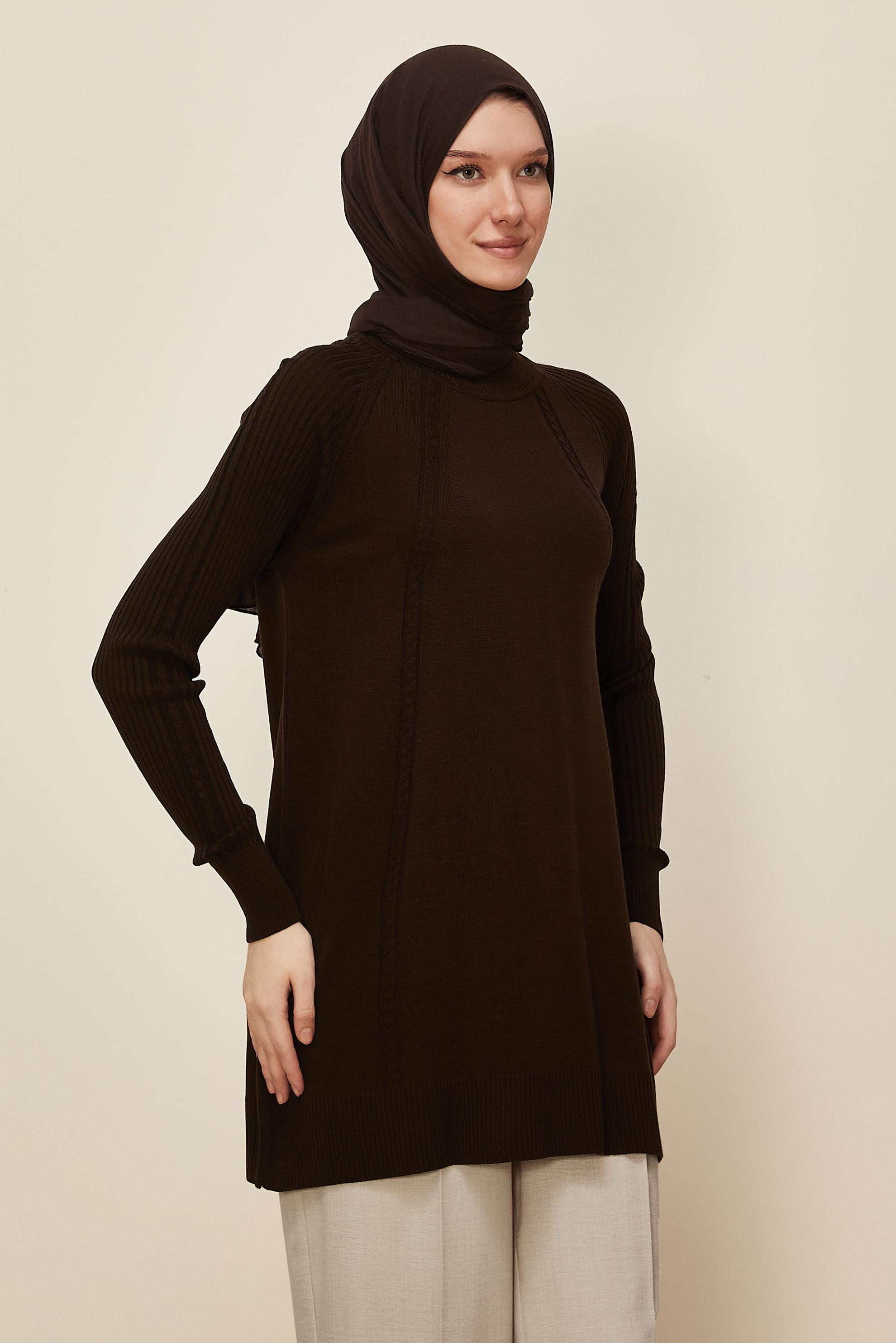 Hijab clothing BROWN 45816 TRİKO TUNİK 38-46
