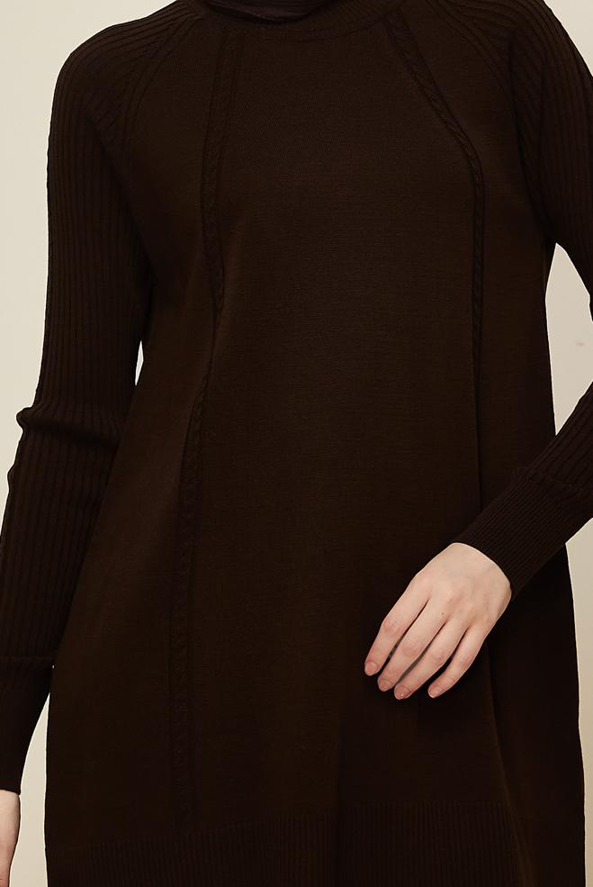 Hijab clothing BROWN 45816 TRİKO TUNİK 38-46 - ALVİNA