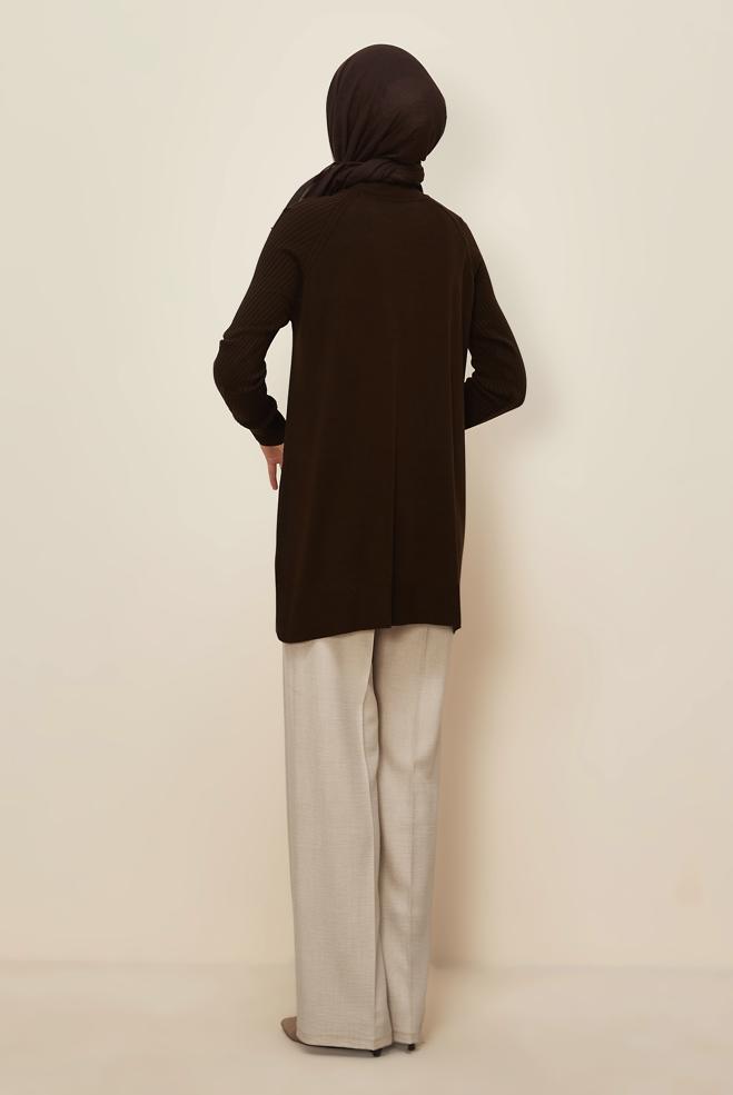 Hijab clothing BROWN 45816 TRİKO TUNİK 38-46 - ALVİNA