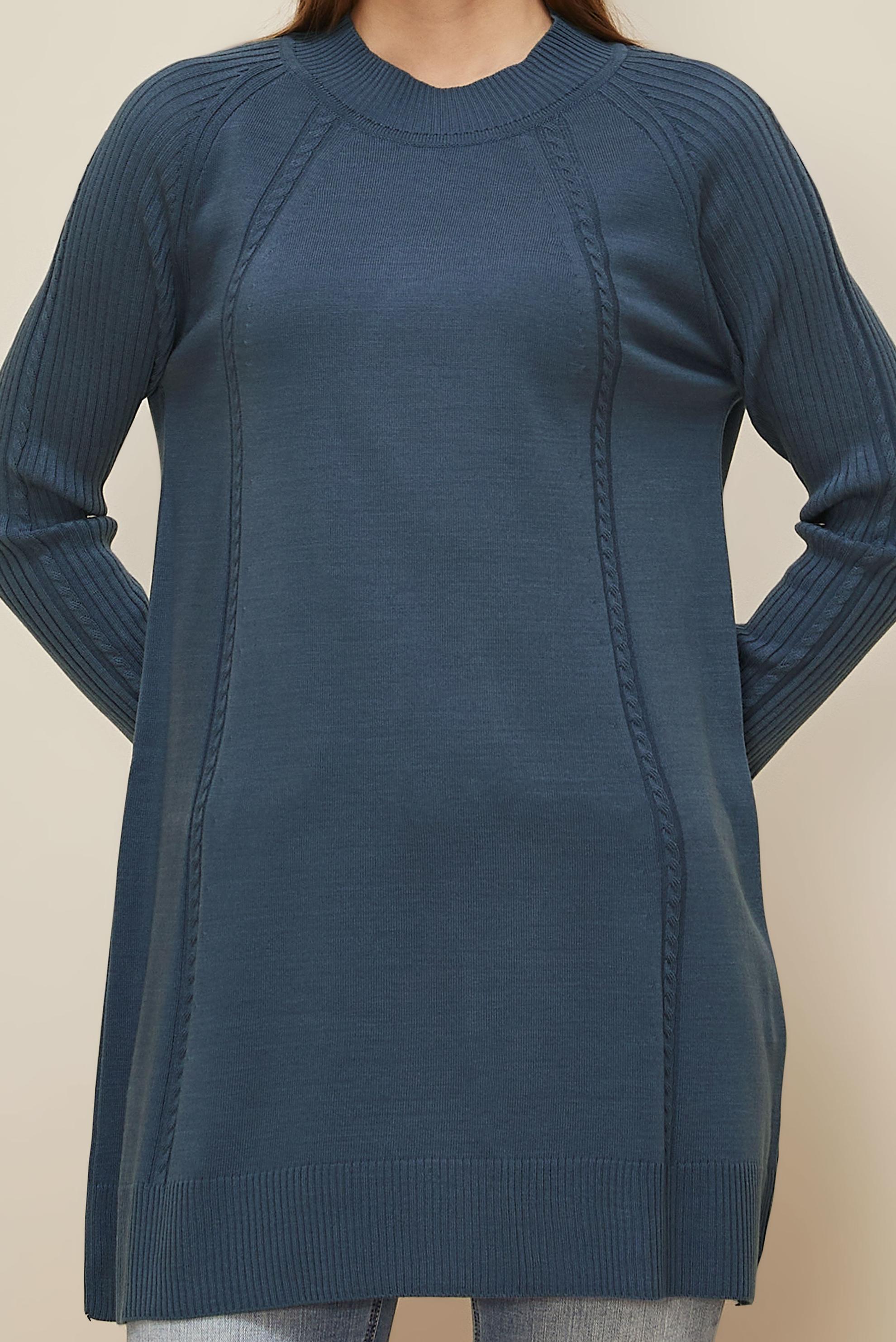 Hijab clothing NAVY BLUE 45816 TRİKO TUNİK 38-46