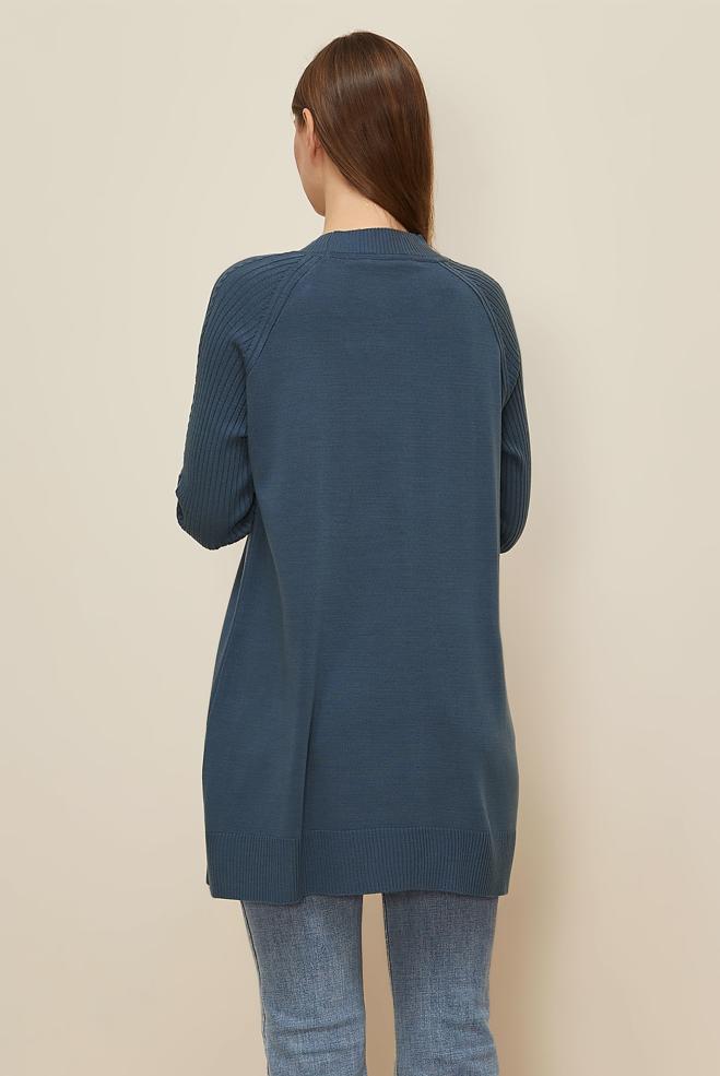 Hijab clothing NAVY BLUE 45816 TRİKO TUNİK 38-46 - ALVİNA