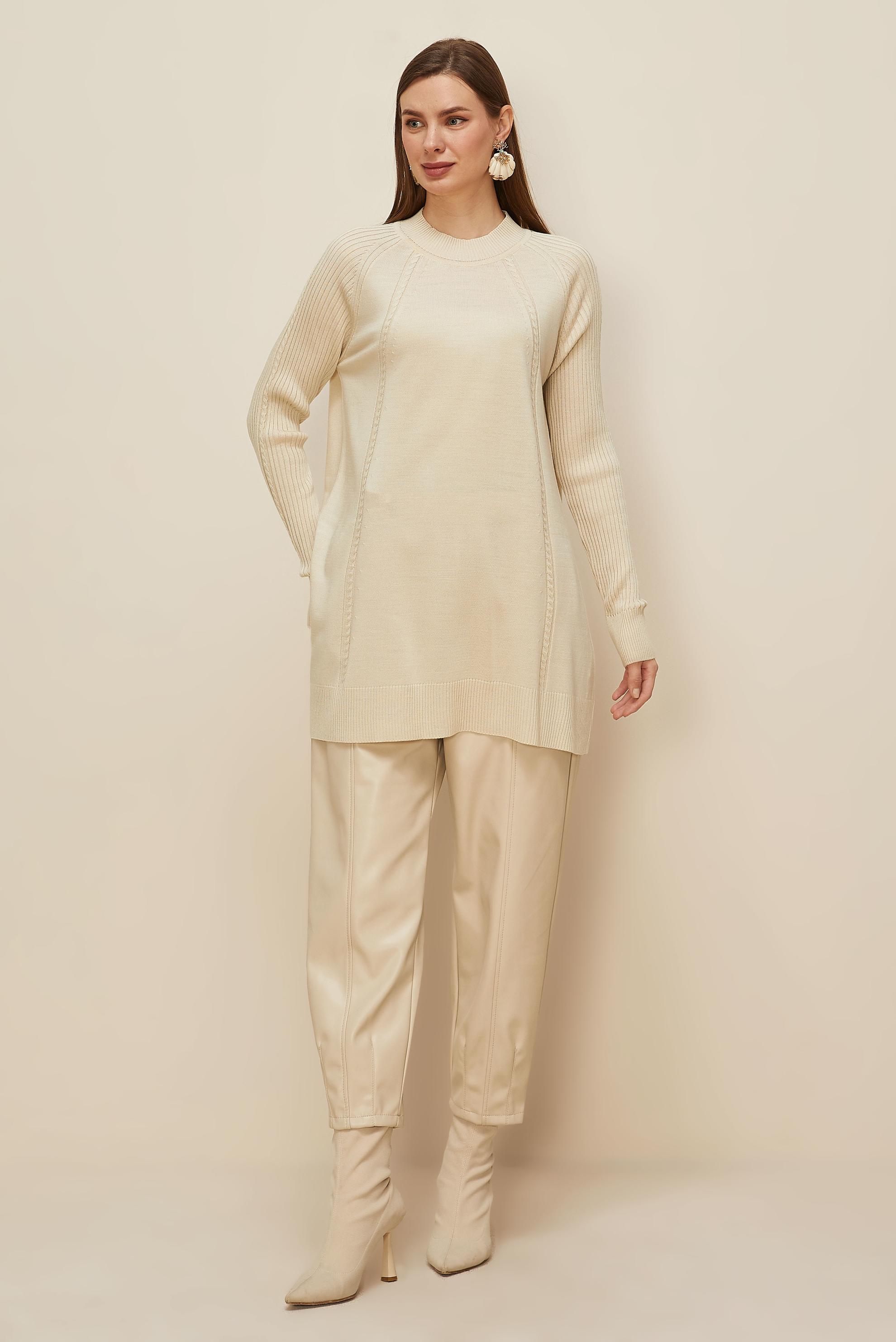 Hijab clothing BEIGE 45816 TRİKO TUNİK 38-46