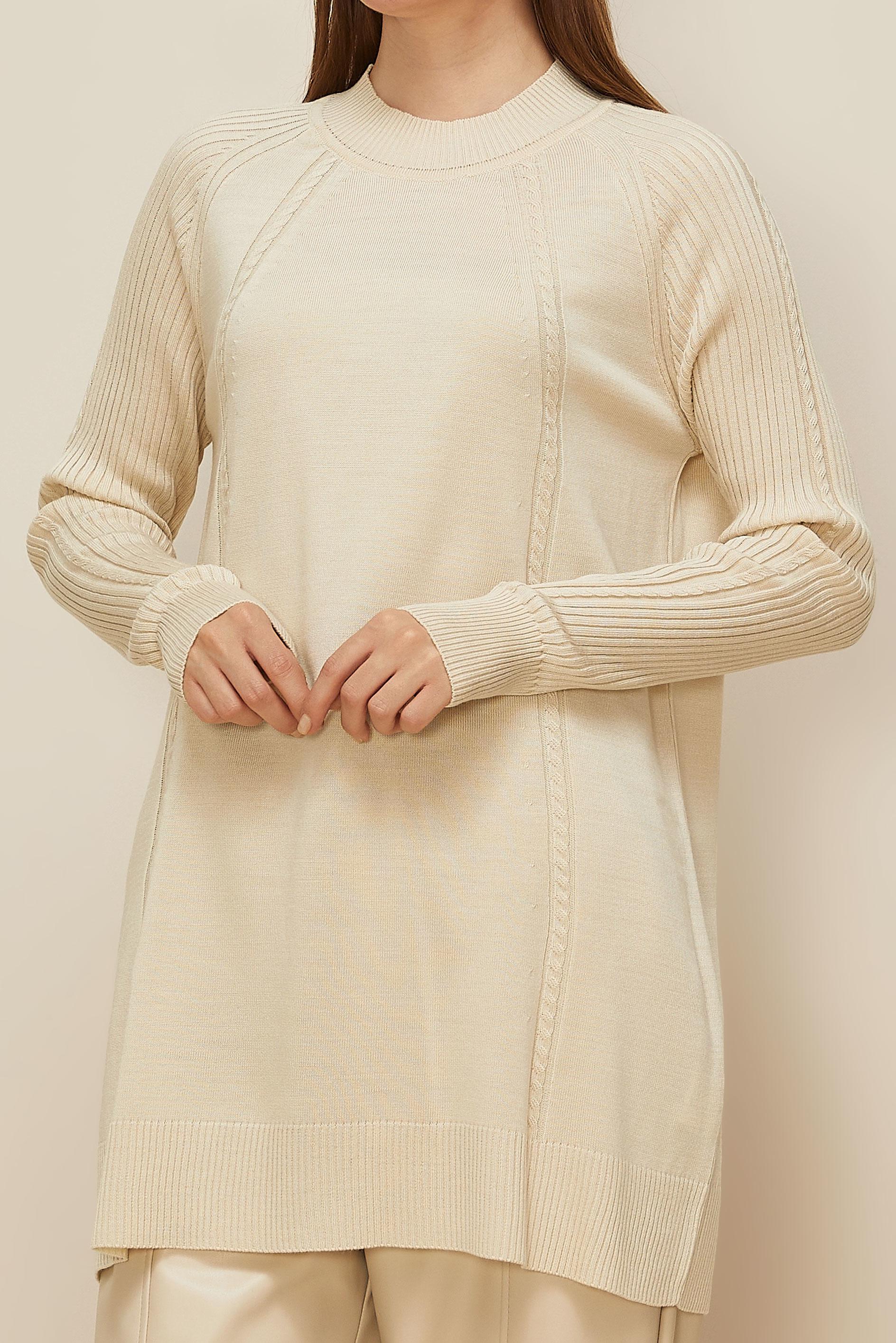 Hijab clothing BEIGE 45816 TRİKO TUNİK 38-46