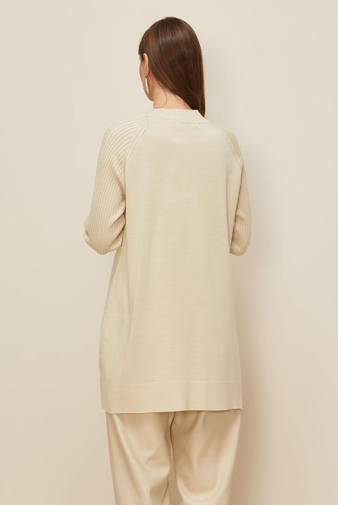 Hijab clothing BEIGE 45816 TRİKO TUNİK 38-46 - ALVİNA