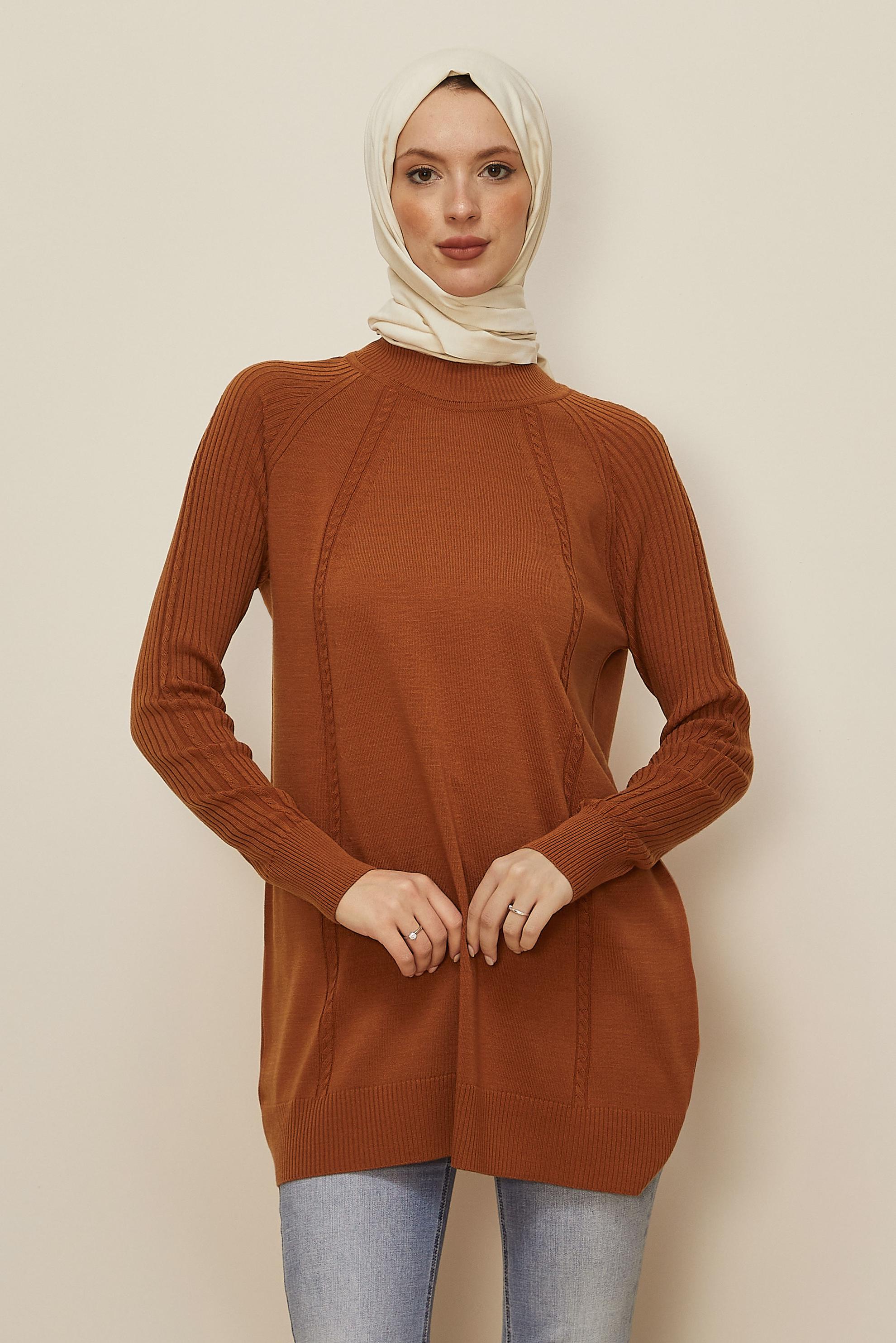 Tesettür giyim TURUNCU TRİKO TUNİK 45816