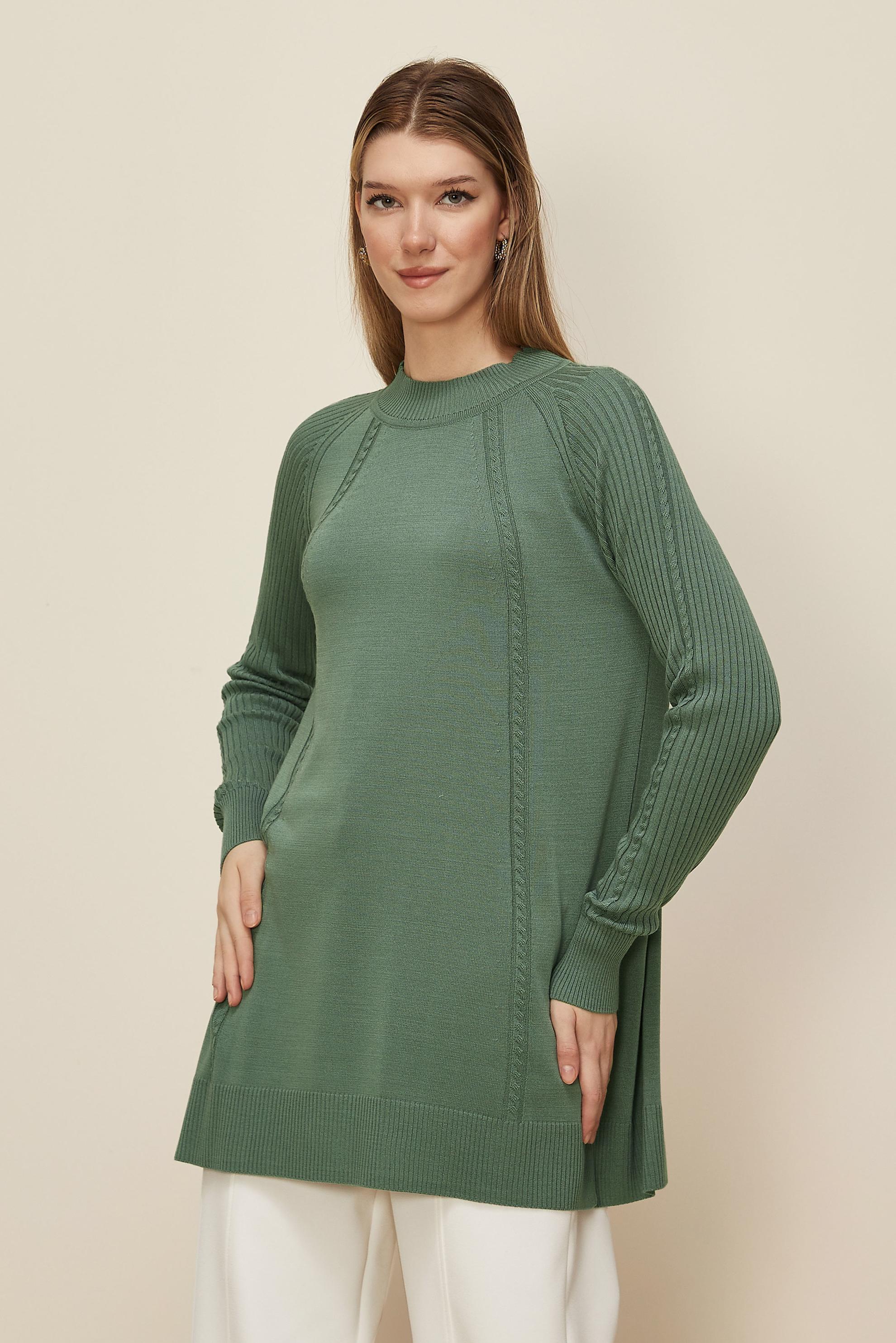 Hijab clothing GREEN 45816 TRİKO TUNİK 38-46