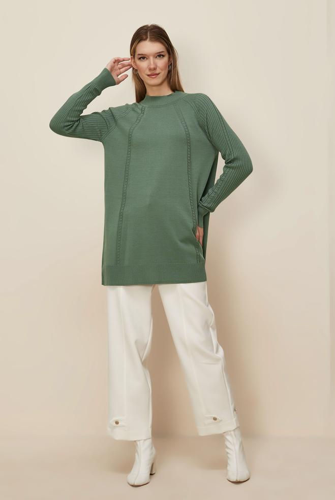 Hijab clothing GREEN 45816 TRİKO TUNİK 38-46 - ALVİNA