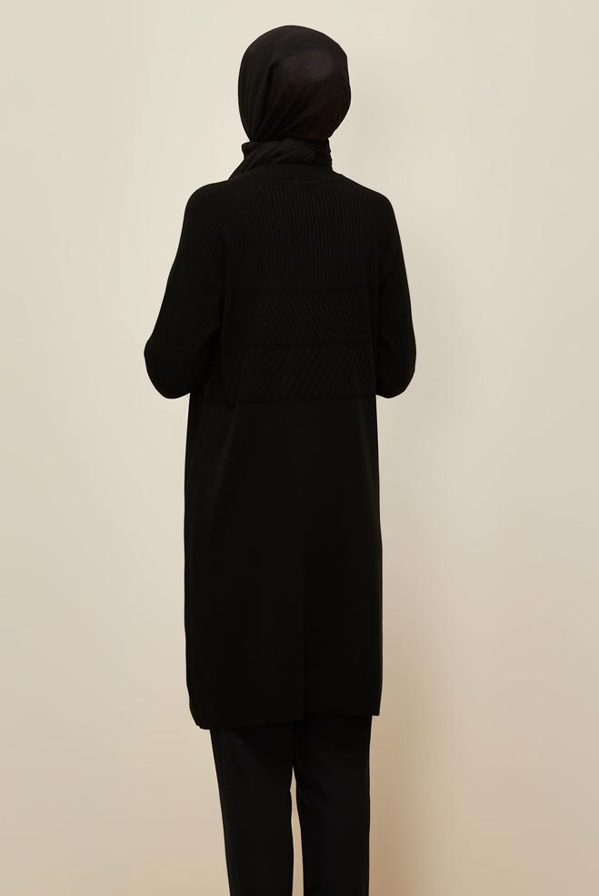 Vêtements hijab NOIR TUNIQUE EN MAILLE 45818 - ALVİNA