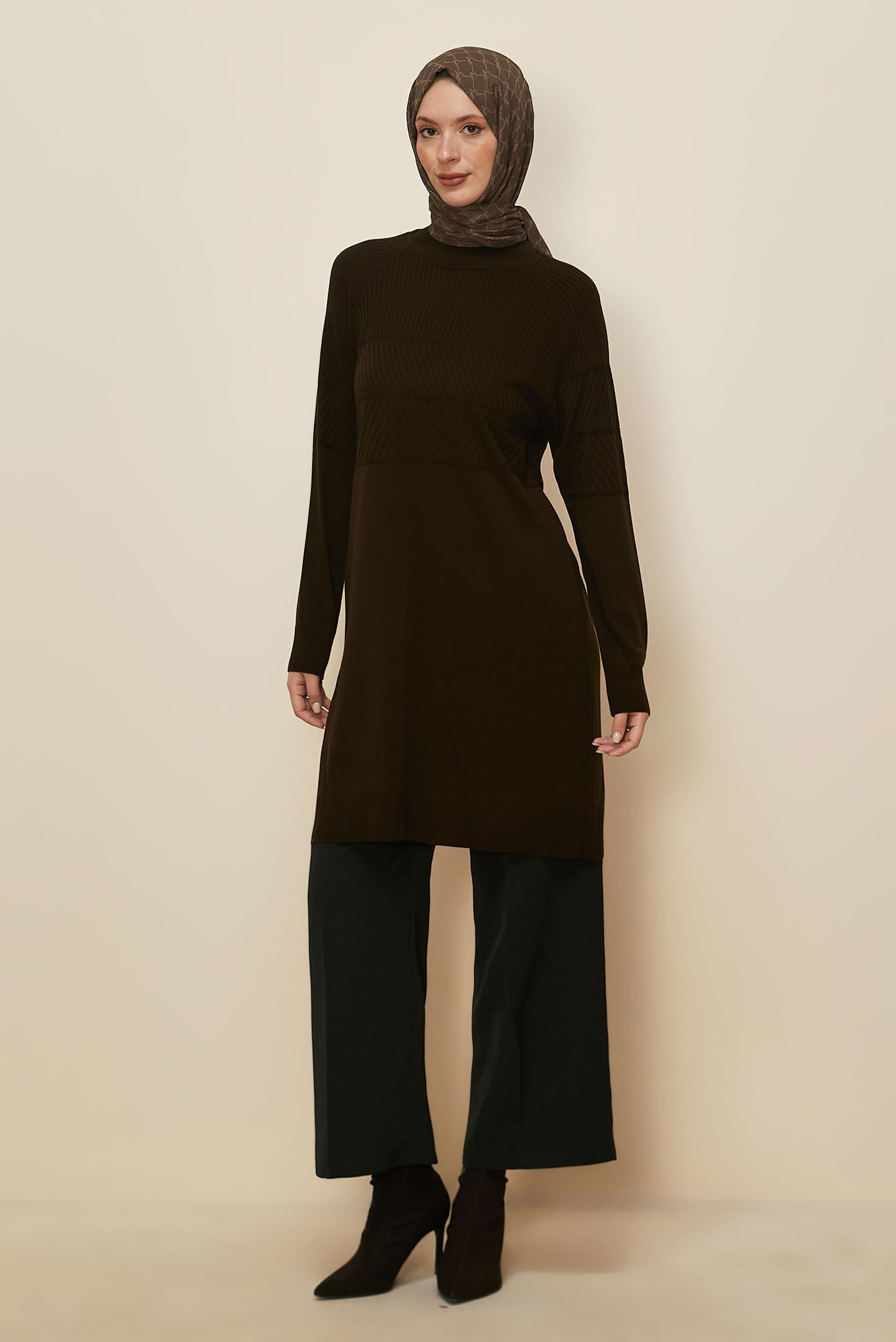 Hijab clothing BROWN KNITWEAR TUNIC 45818