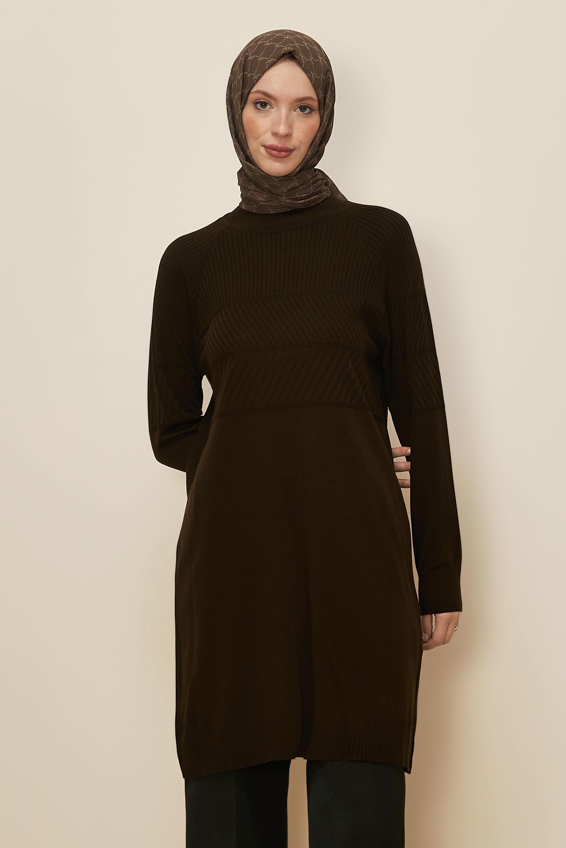 Hijab clothing BROWN KNITWEAR TUNIC 45818