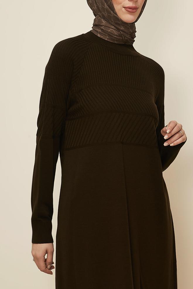 Hijab clothing BROWN KNITWEAR TUNIC 45818 - ALVİNA