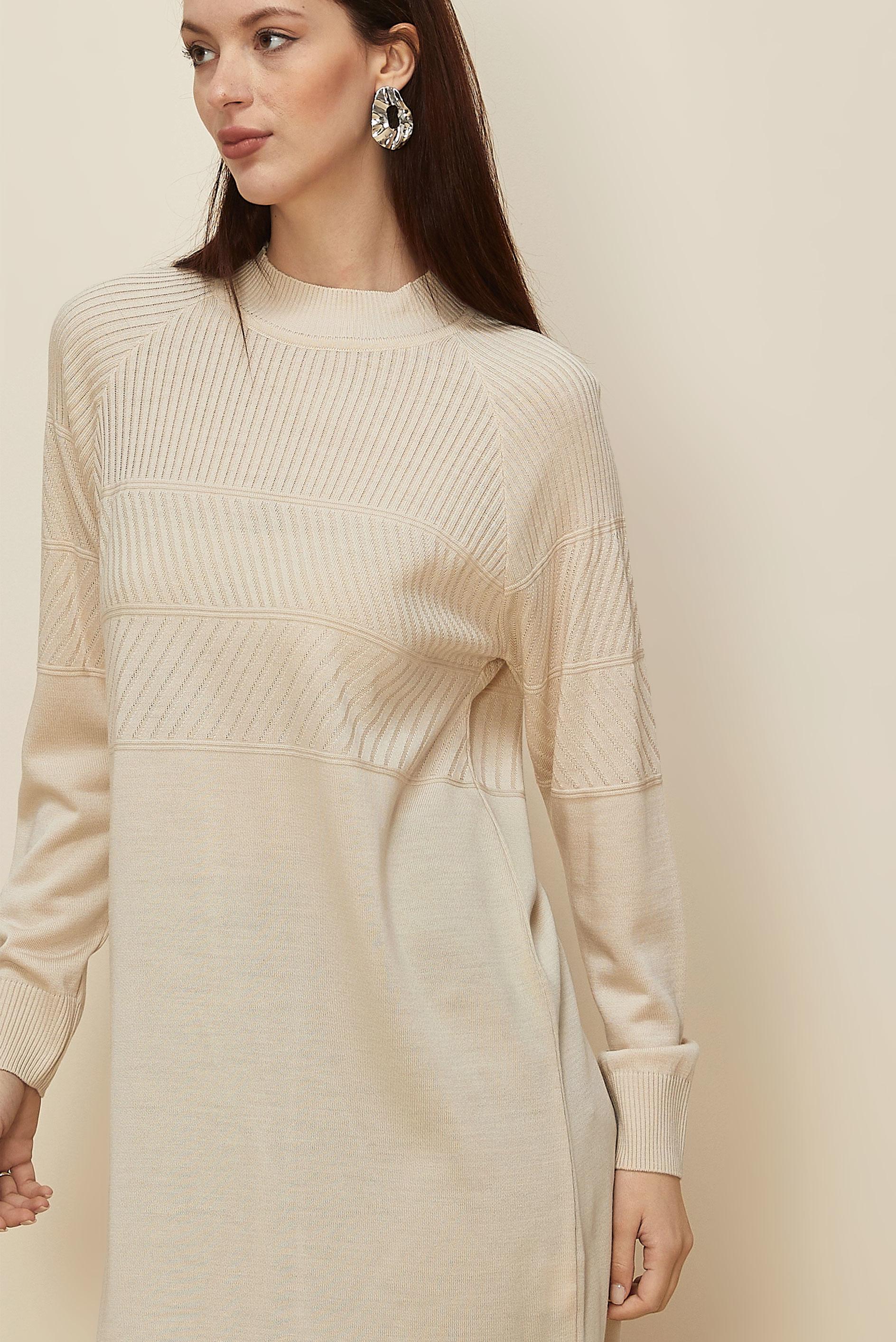 Tesettür giyim BEJ TRİKO TUNİK 45818