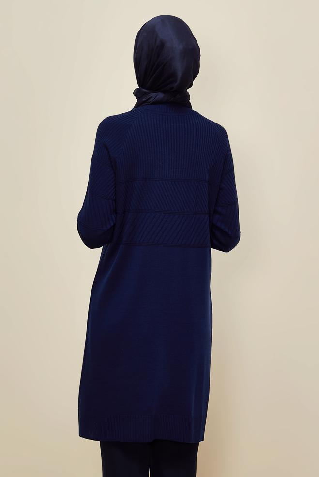 Vêtements hijab BLEU MARINE TUNIQUE EN MAILLE 45818 - ALVİNA