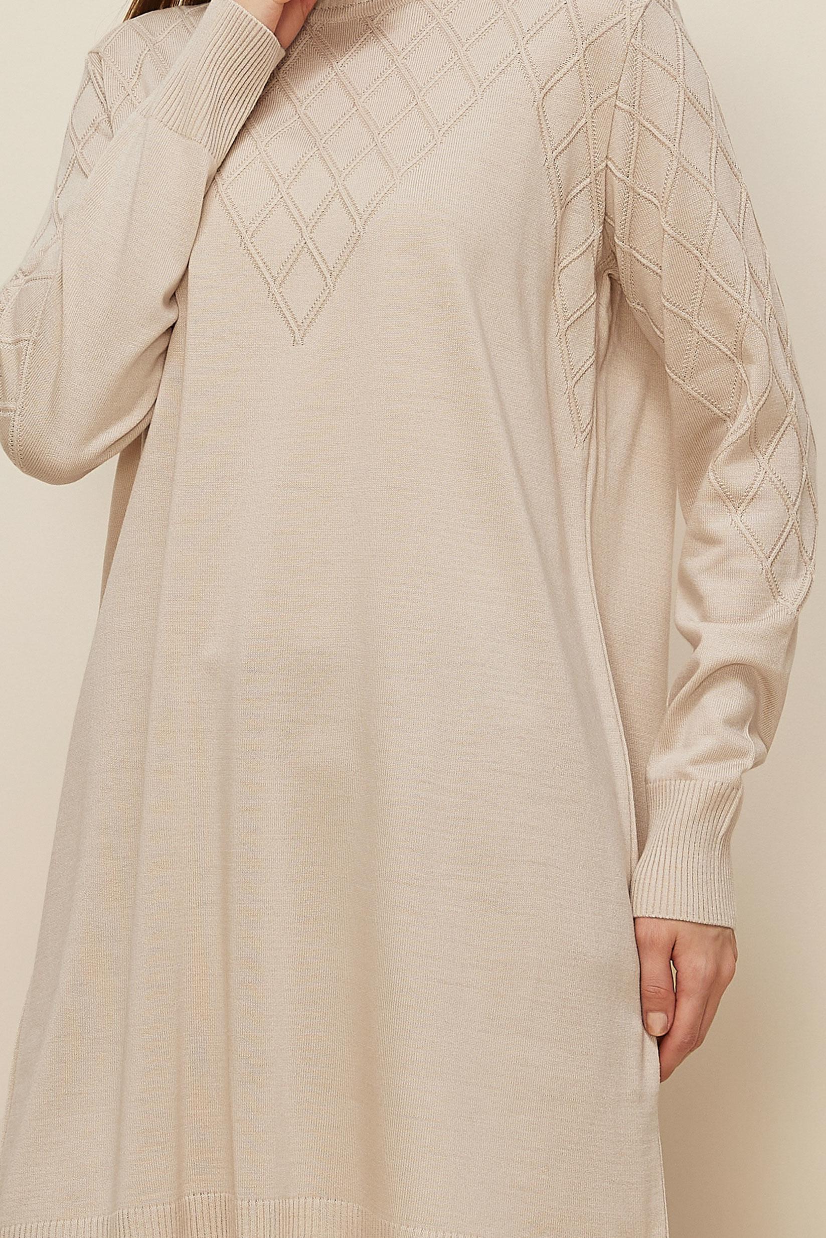 Vêtements hijab BEIGE 45819 TRİKO TUNİK 38-46