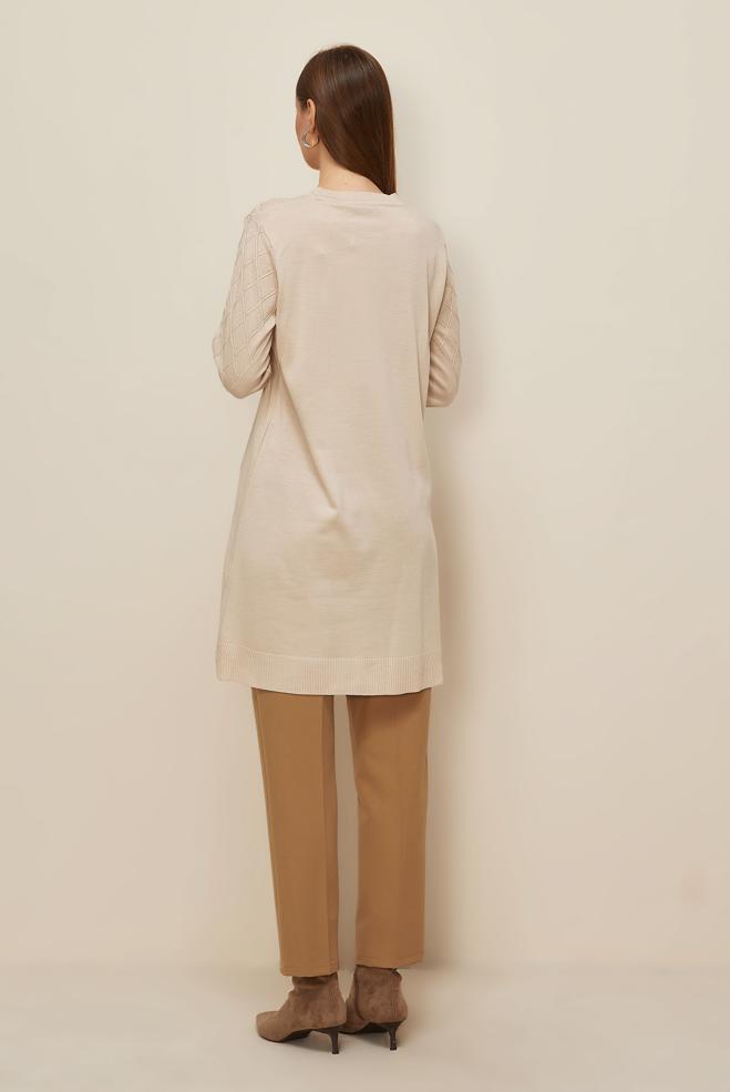 Vêtements hijab BEIGE 45819 TRİKO TUNİK 38-46 - ALVİNA