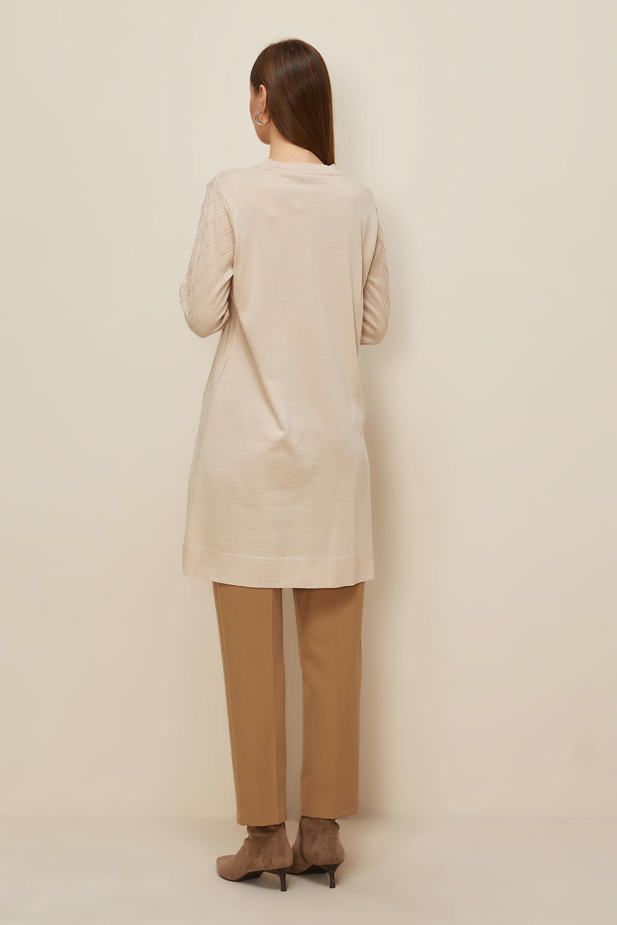 Vêtements hijab BEIGE 45819 TRİKO TUNİK 38-46