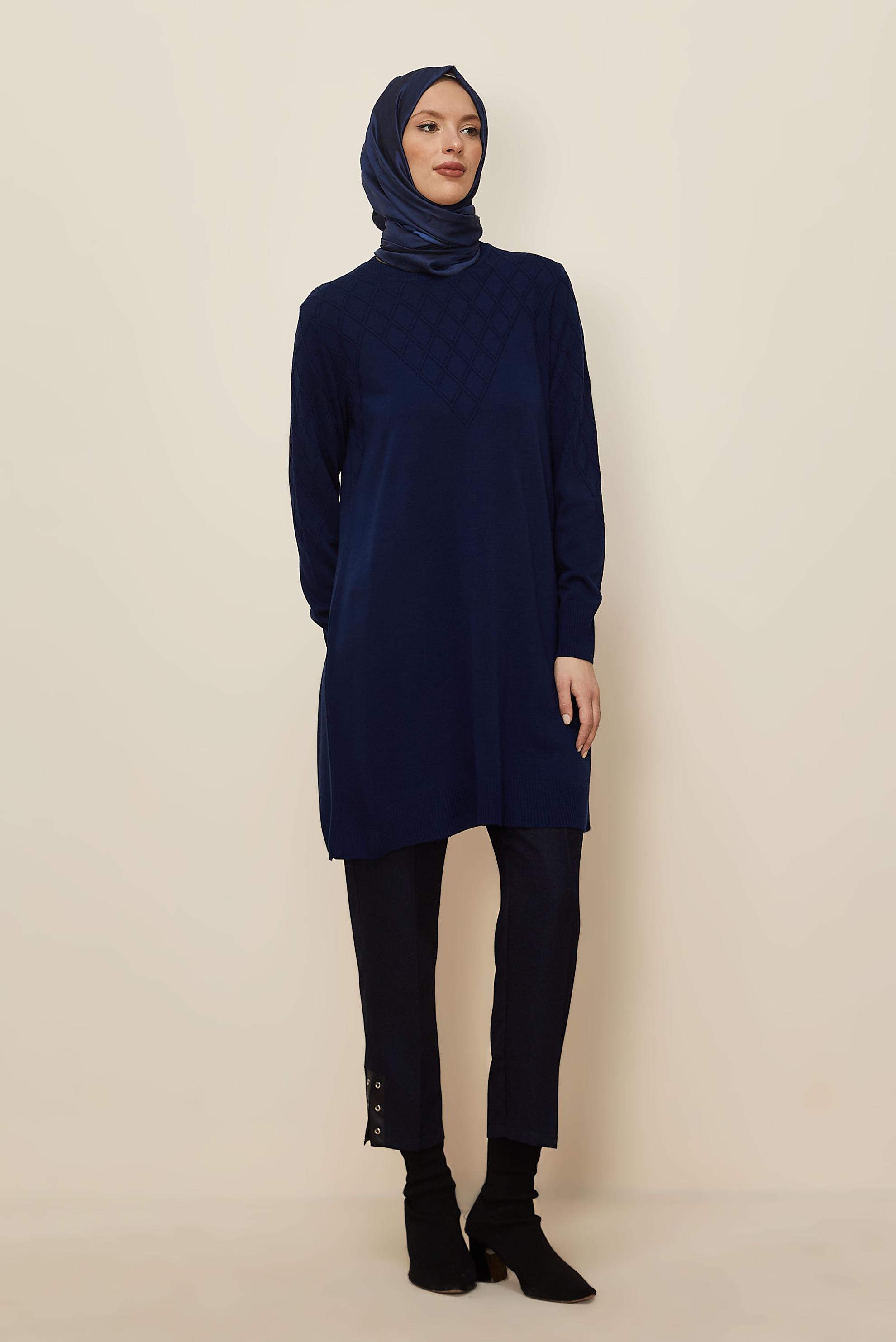 Tesettür giyim LACİVERT TRİKO TUNİK 45819