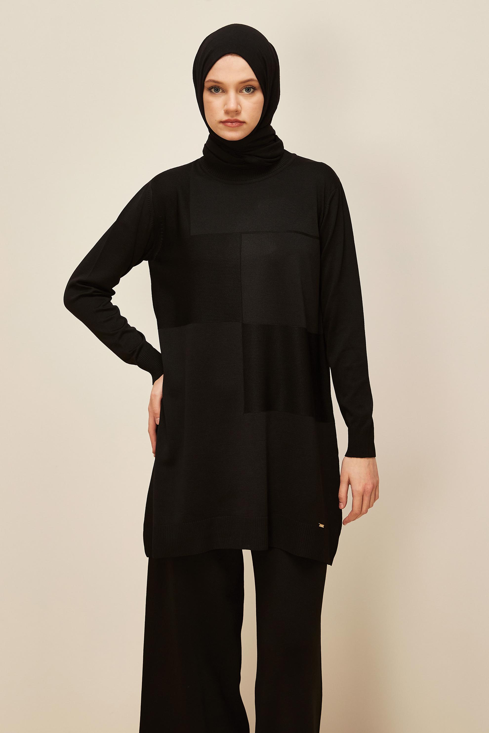 Tesettür giyim SİYAH TRİKO TUNİK 45840