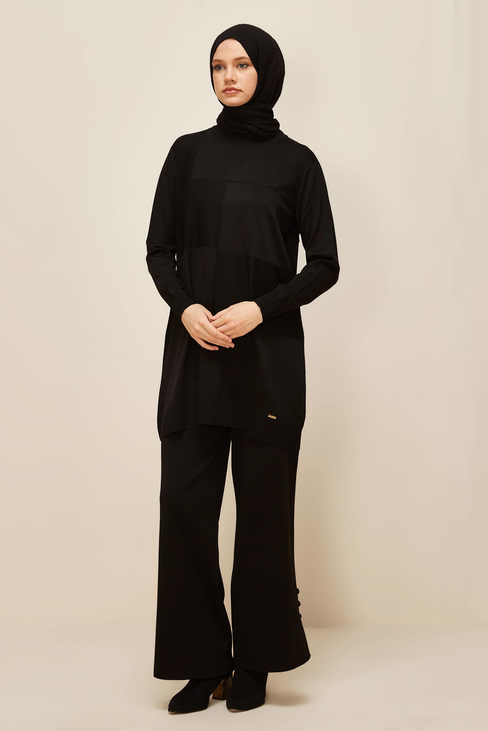 Tesettür giyim SİYAH TRİKO TUNİK 45840