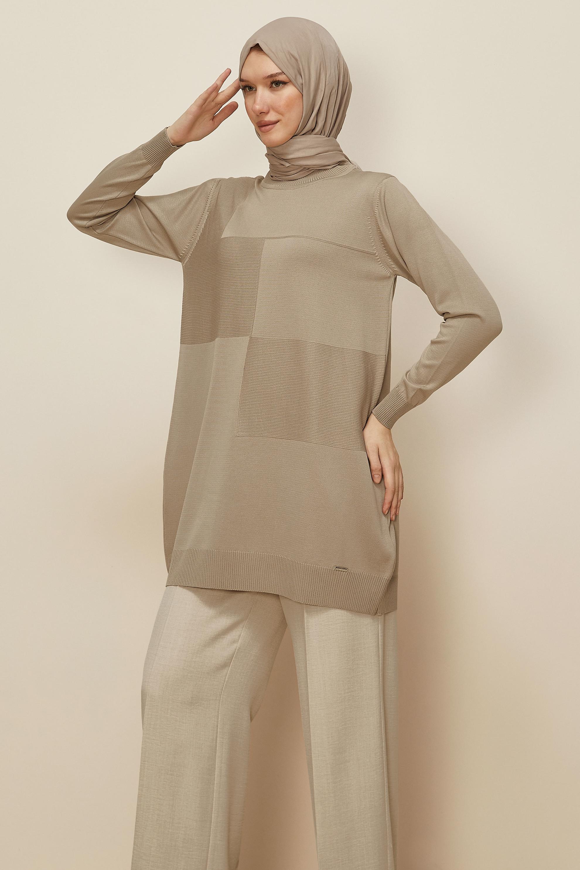Hijab clothing BEIGE KNITWEAR TUNIC 45840