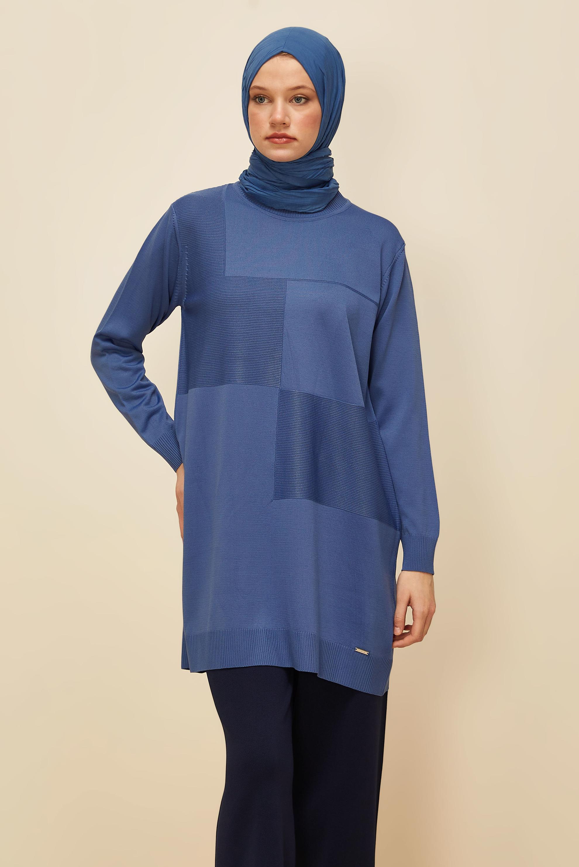 Tesettür giyim LACİVERT TRİKO TUNİK 45840