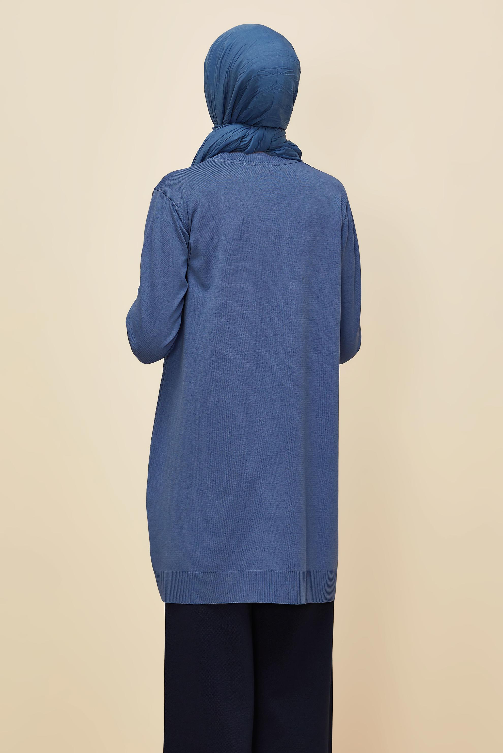 Tesettür giyim LACİVERT TRİKO TUNİK 45840