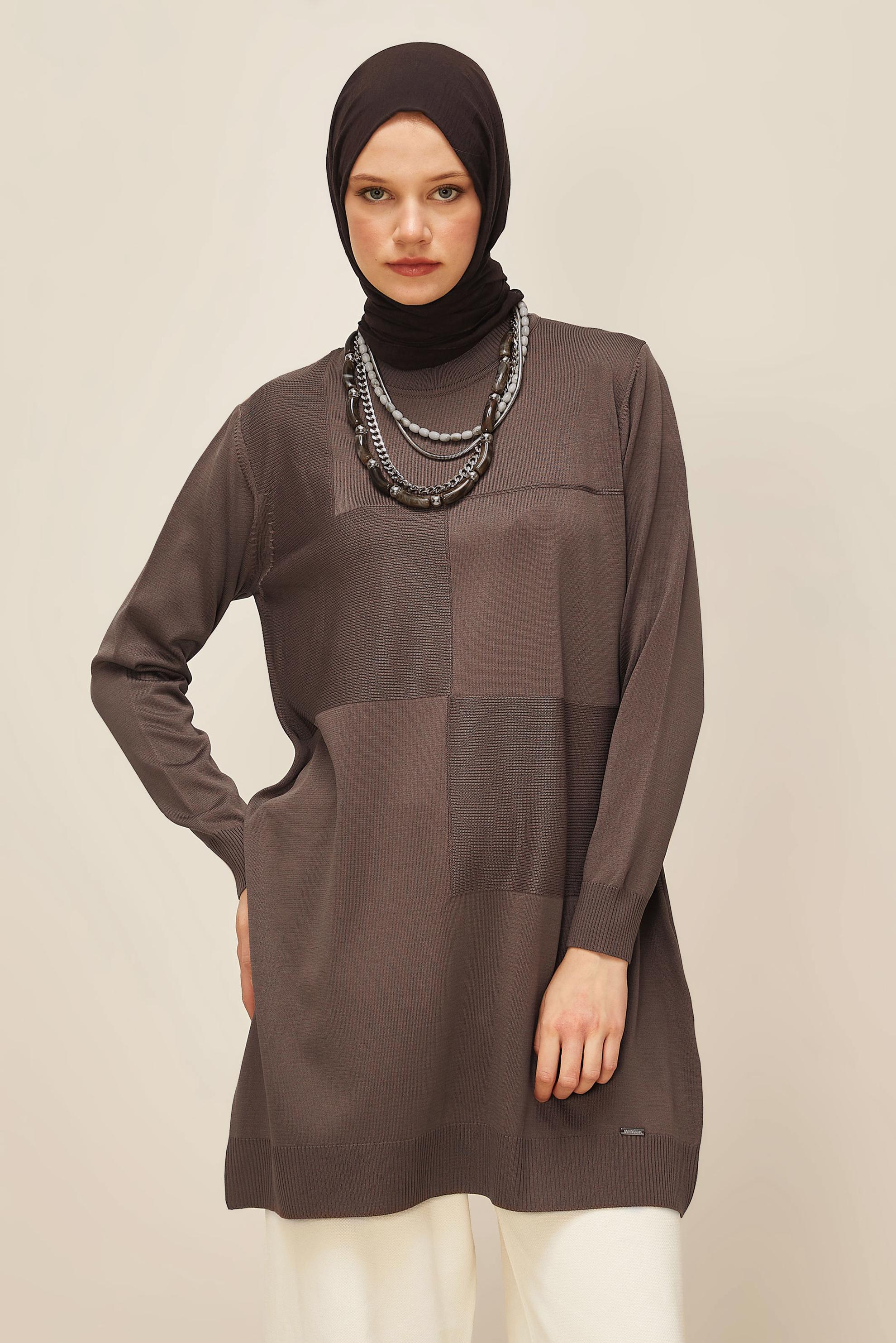 Tesettür giyim KAHVE TRİKO TUNİK 45840