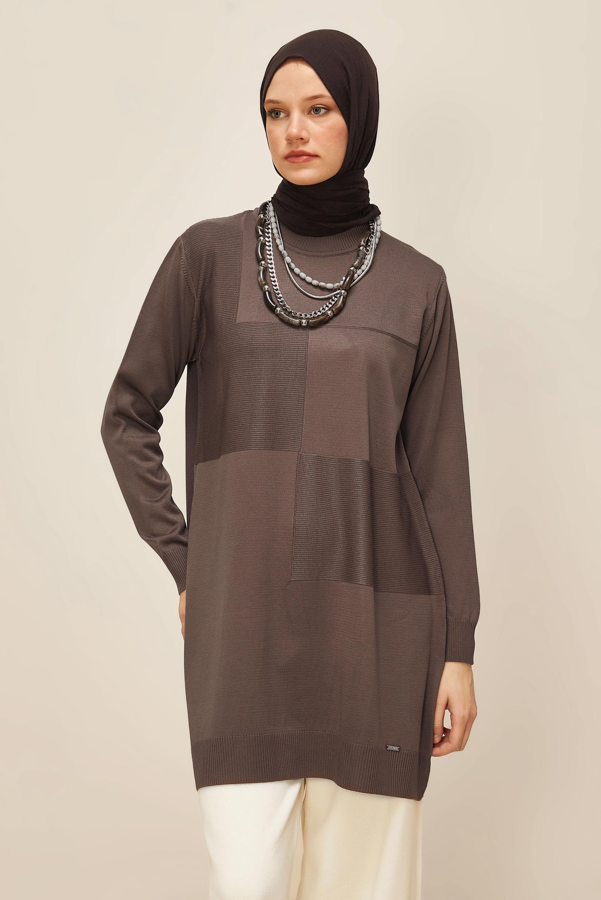 Tesettür giyim KAHVE TRİKO TUNİK 45840