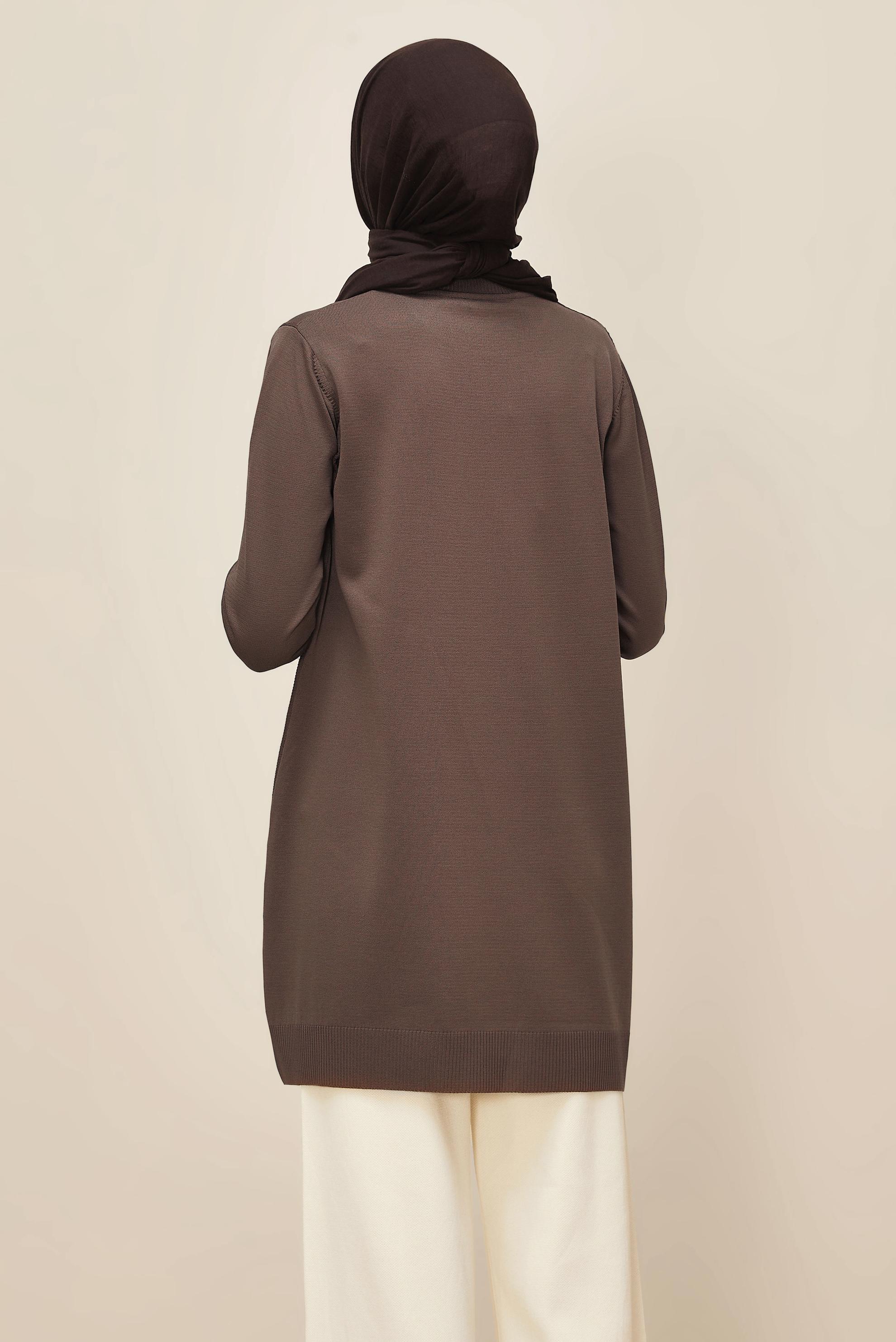 Tesettür giyim KAHVE TRİKO TUNİK 45840