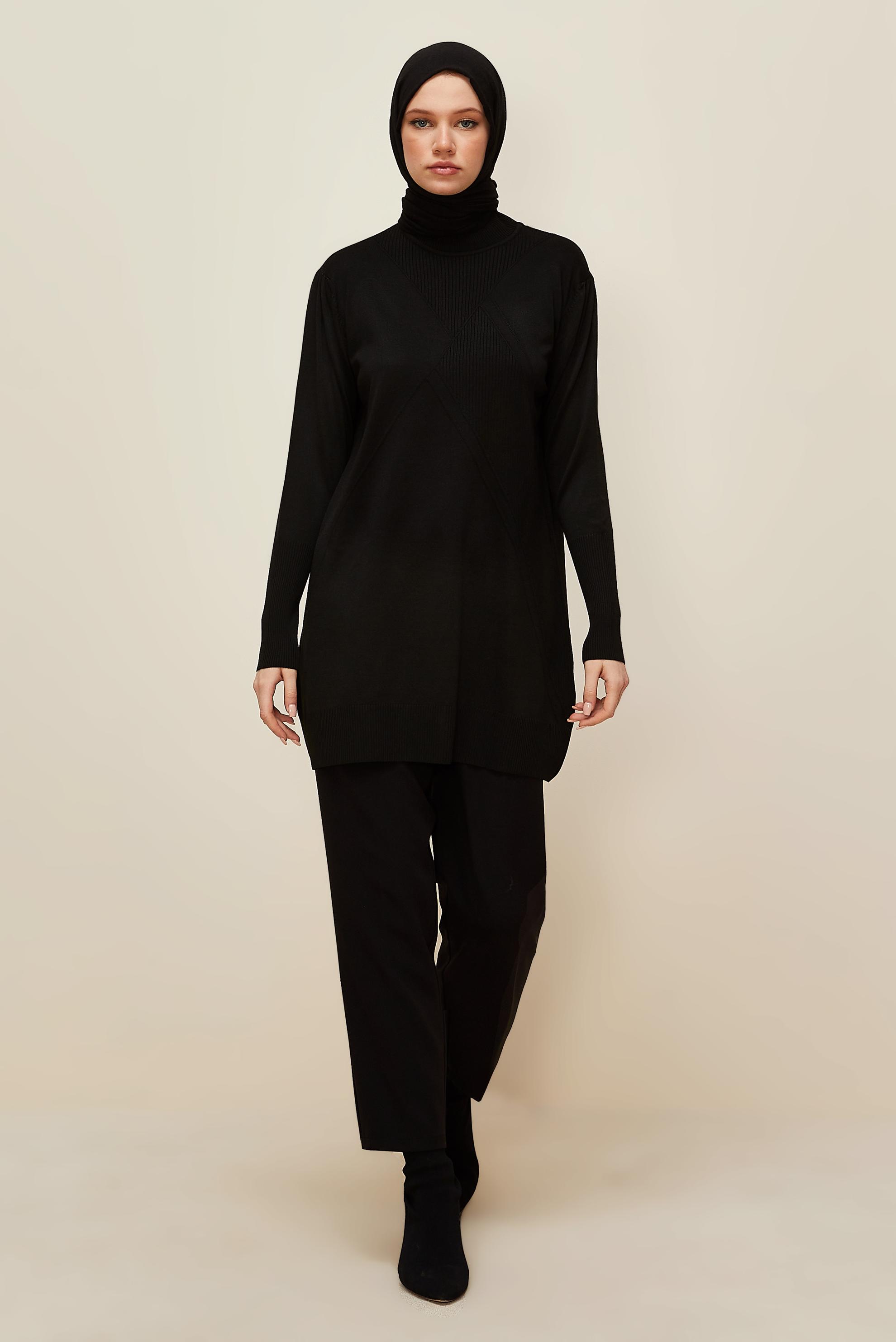 Vêtements hijab NOIR TUNIQUE EN MAILLE 45841