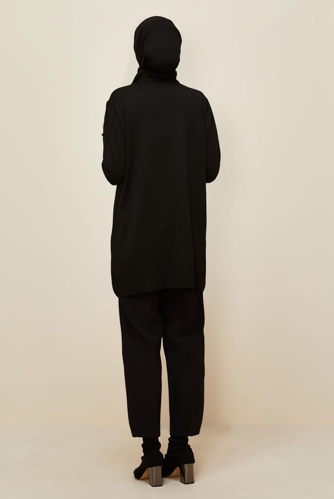 Vêtements hijab NOIR TUNIQUE EN MAILLE 45841 - ALVİNA