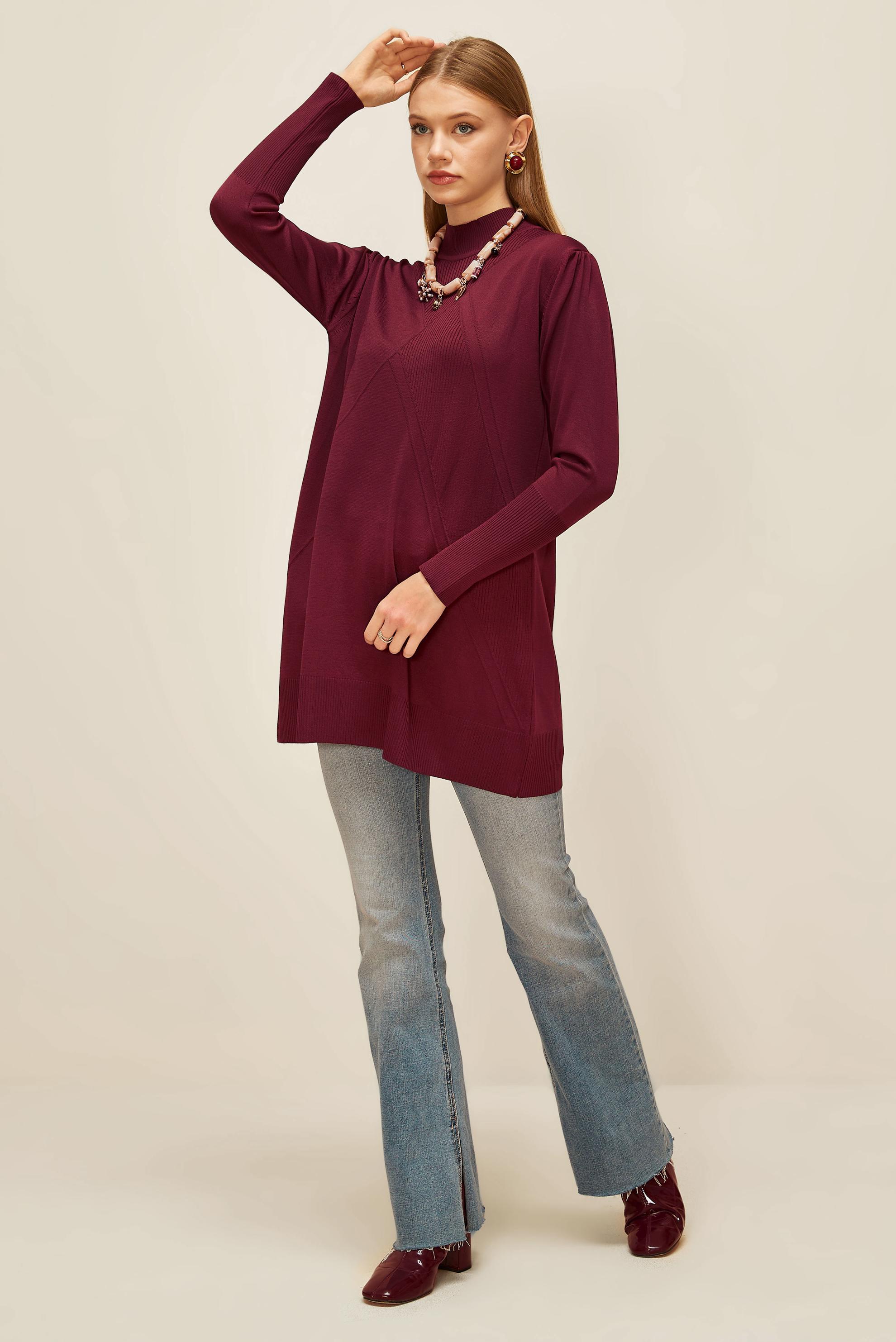 Hijab clothing CLARET RED KNITWEAR TUNIC 45841