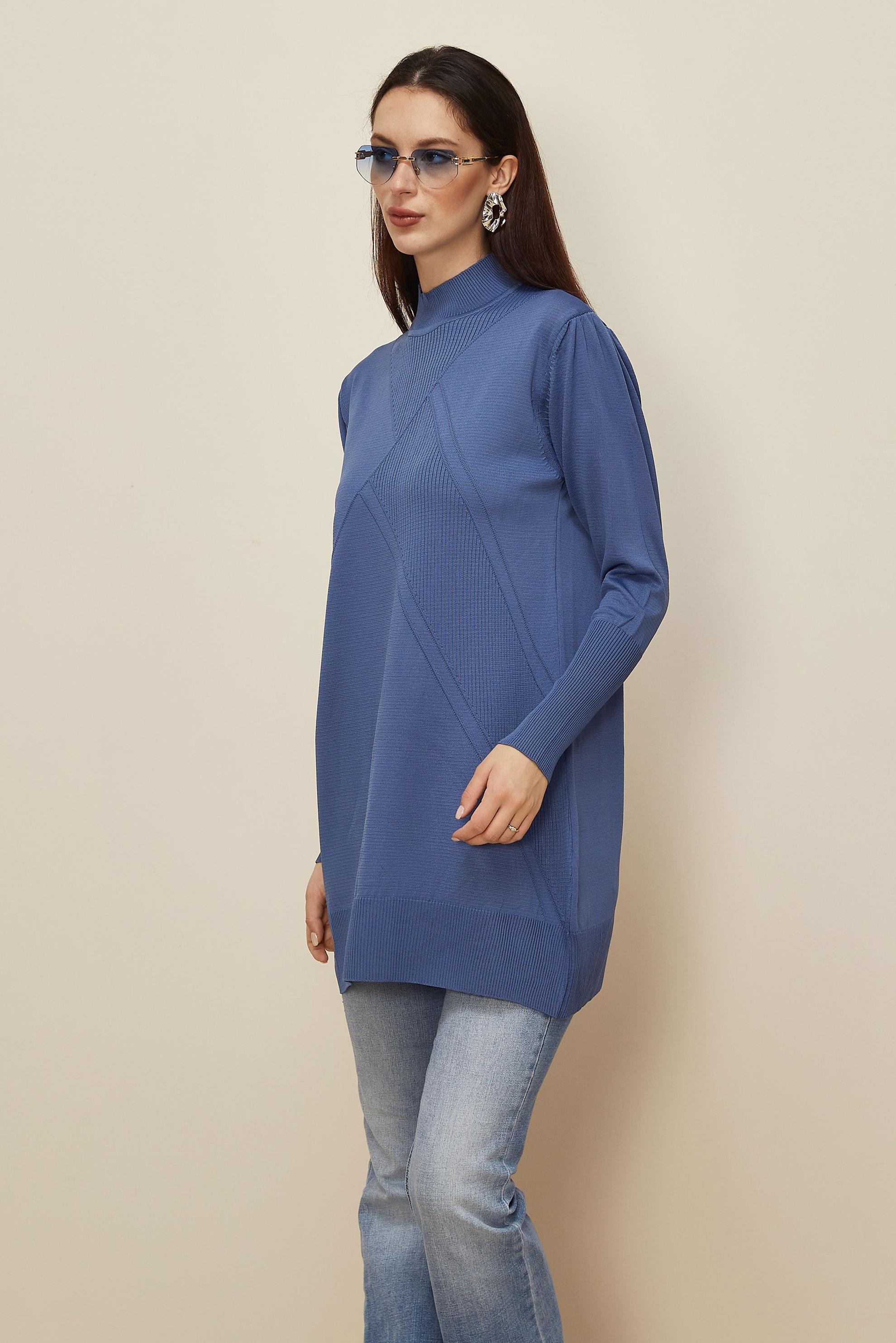 Tesettür giyim LACİVERT TRİKO TUNİK 45841