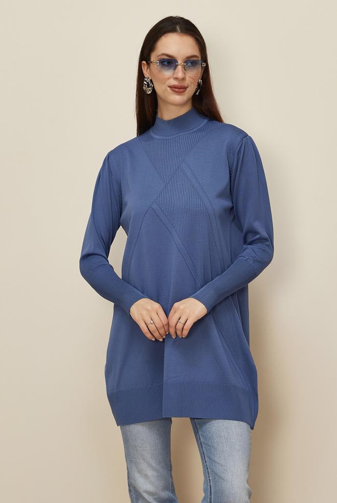 Tesettür giyim LACİVERT TRİKO TUNİK 45841 - ALVİNA