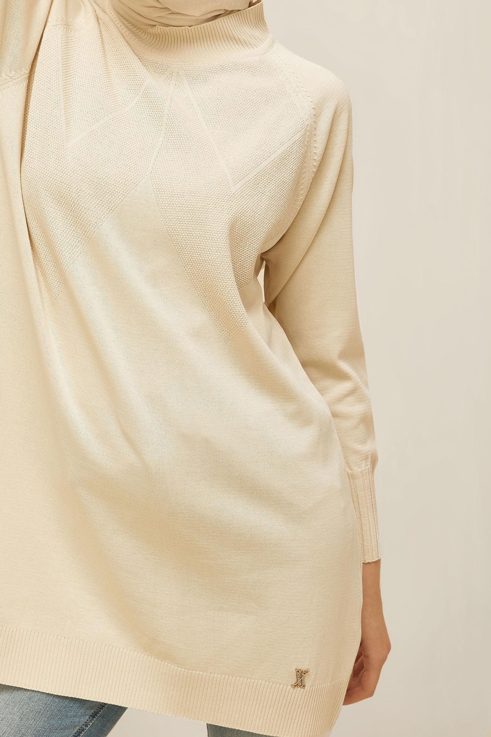 Tesettür giyim BEJ TRİKO TUNİK 45842