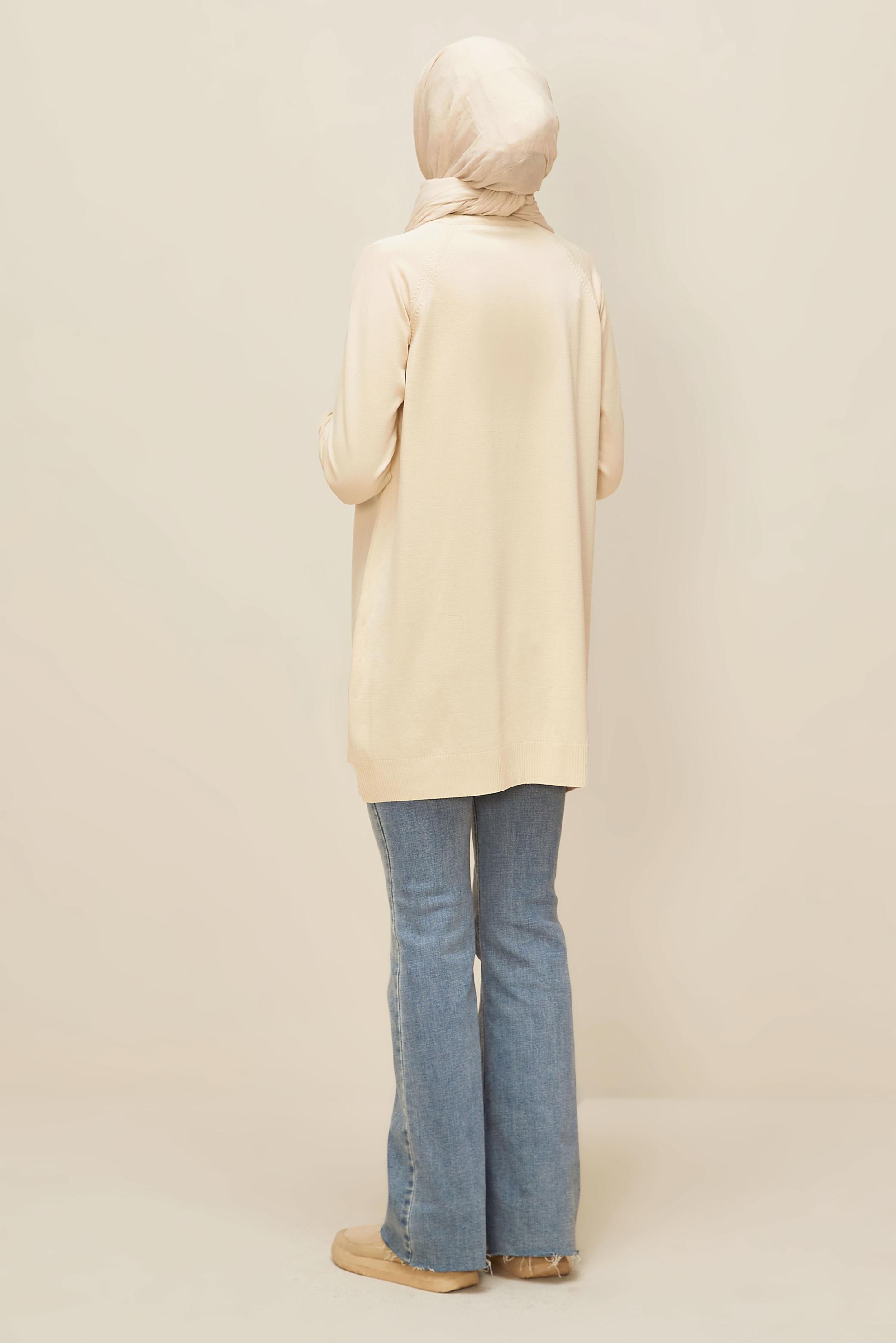 Tesettür giyim BEJ TRİKO TUNİK 45842