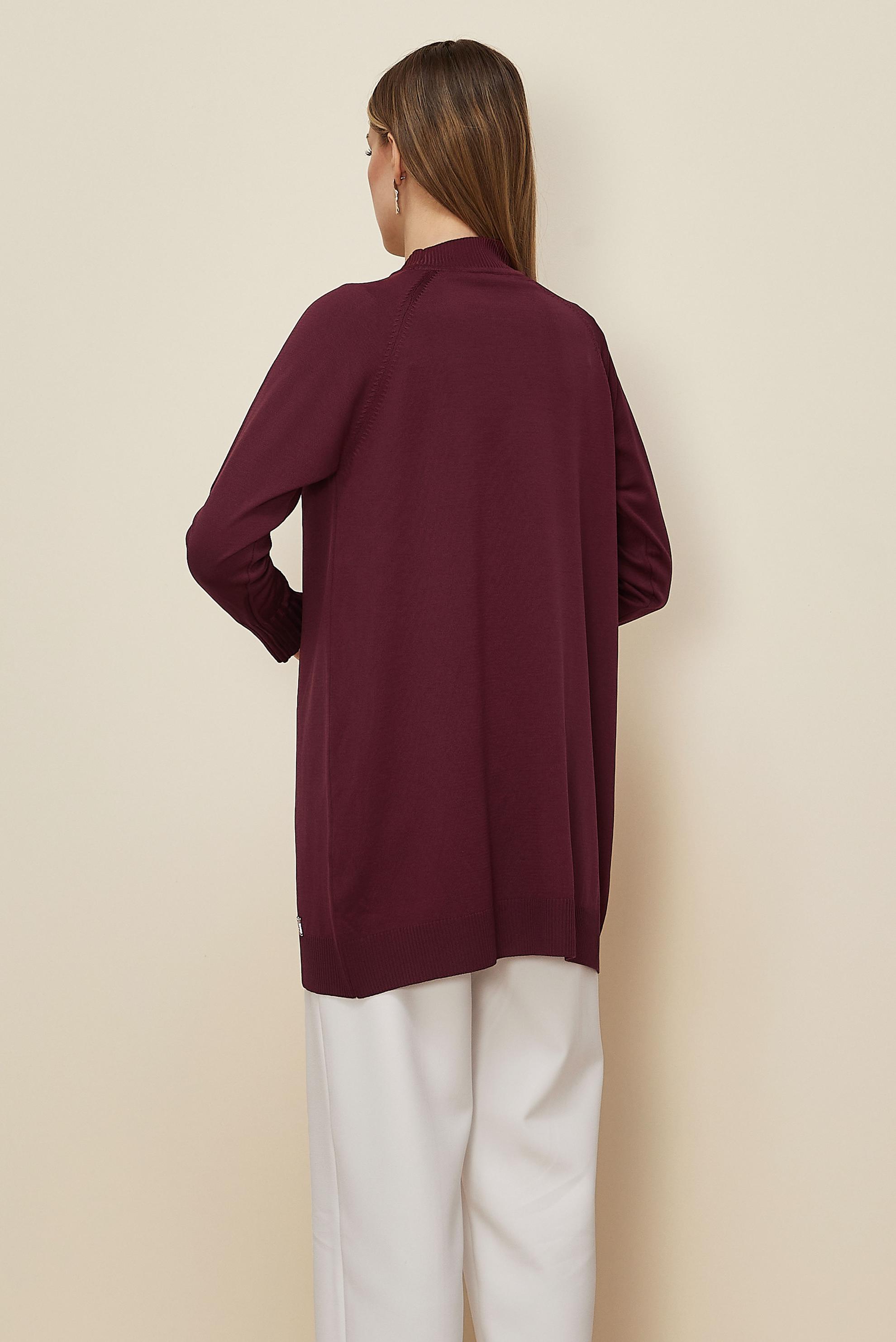 Tesettür giyim BORDO TRİKO TUNİK 45842