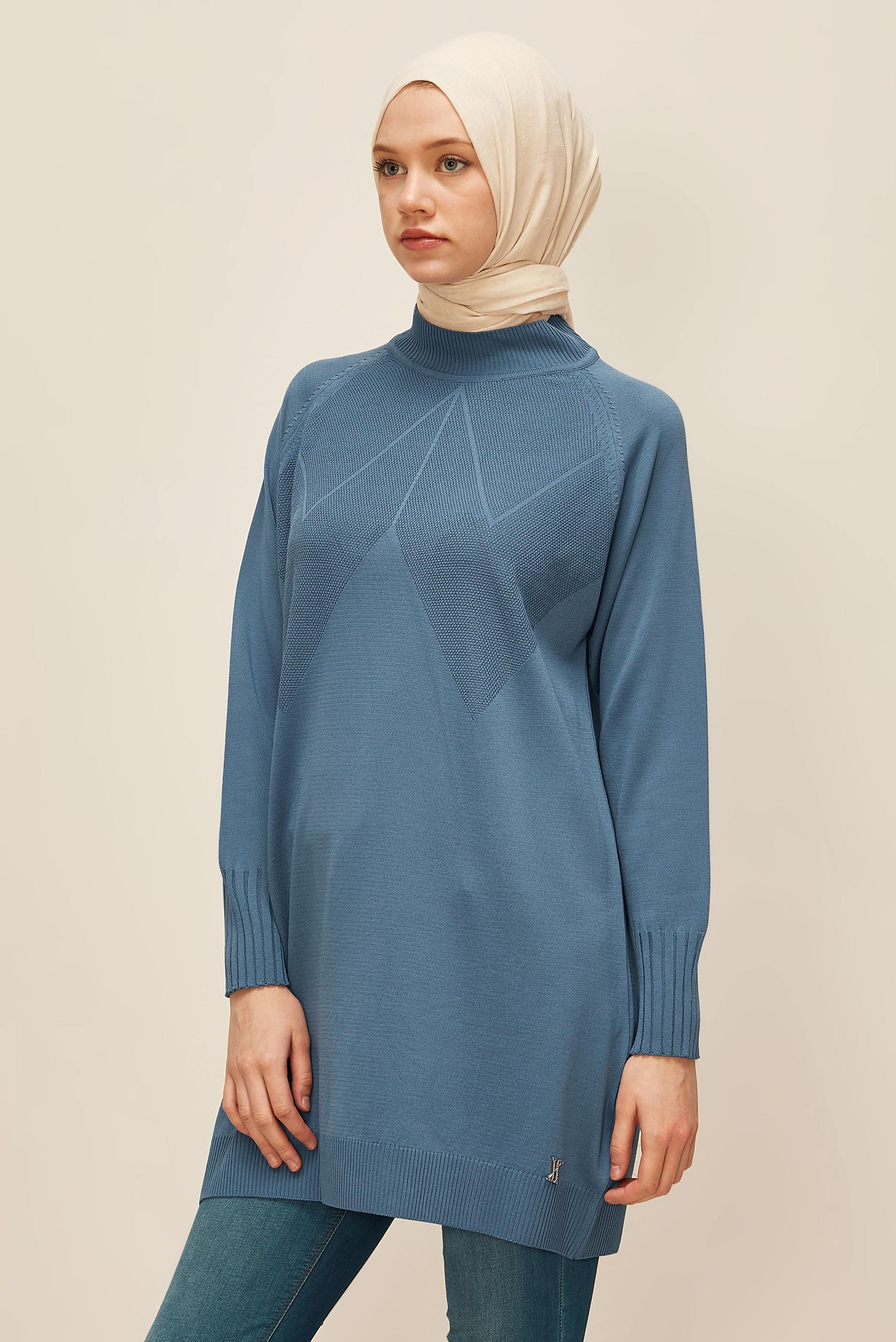 Tesettür giyim LACİVERT TRİKO TUNİK 45842