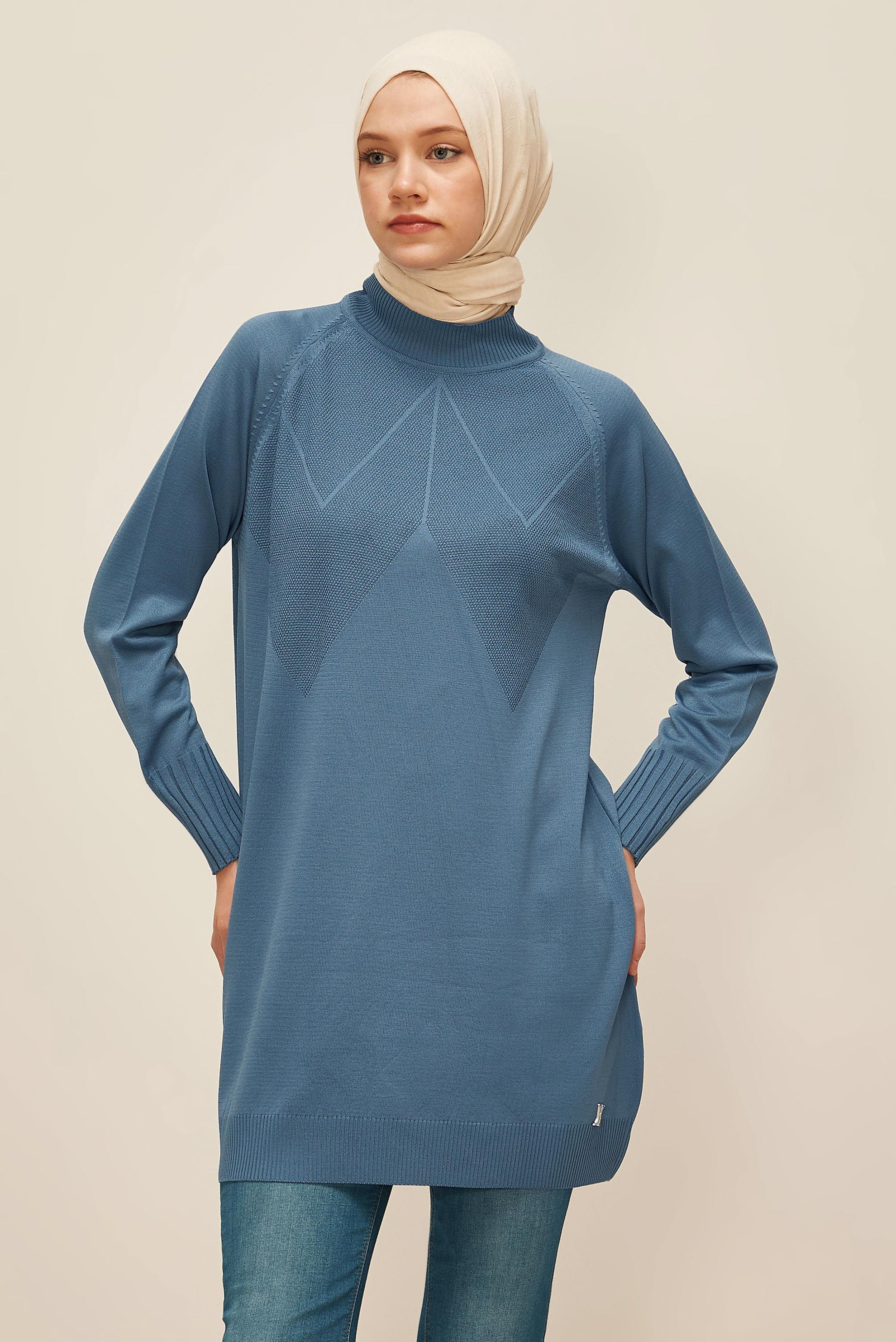 Tesettür giyim LACİVERT TRİKO TUNİK 45842