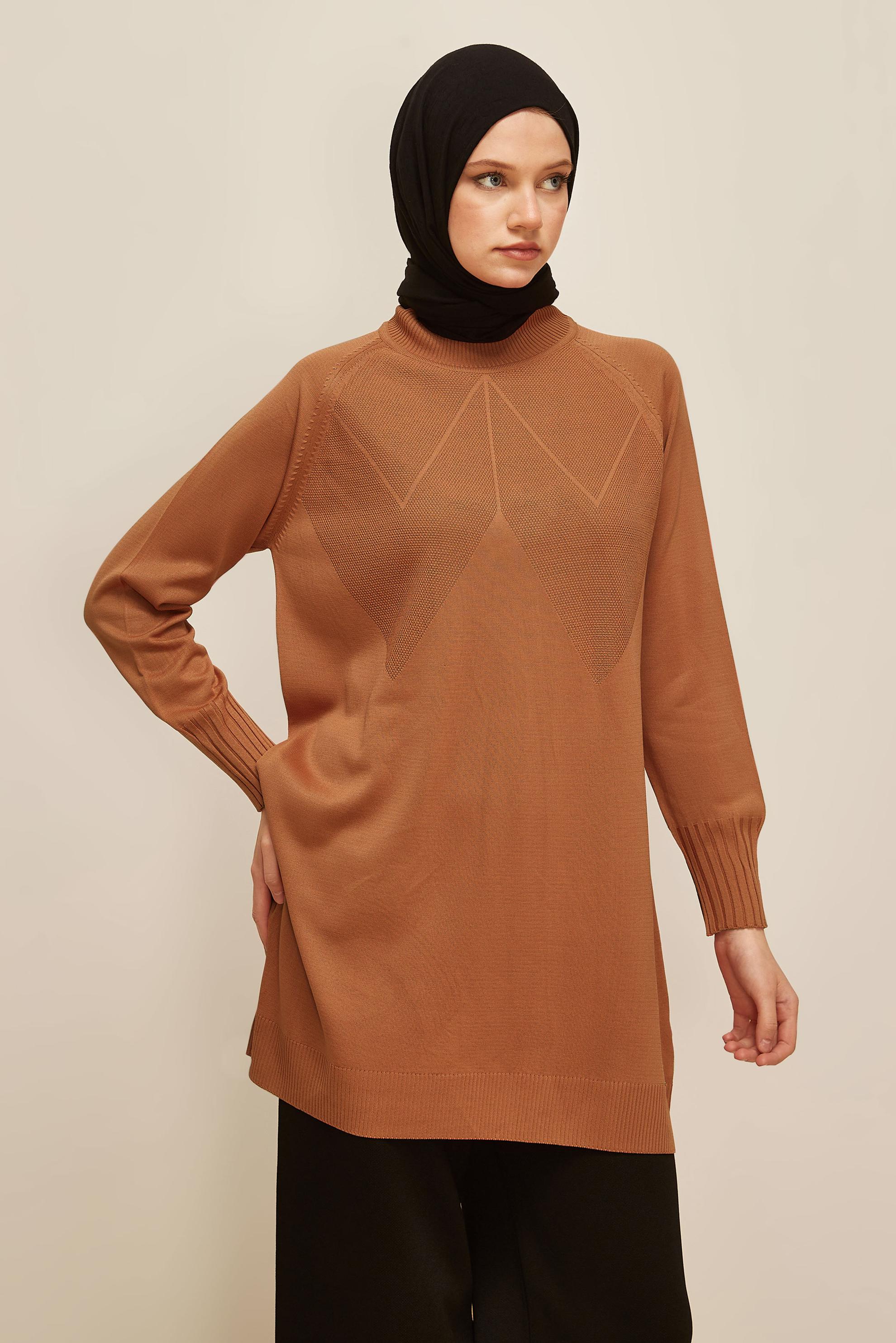 Tesettür giyim TURUNCU TRİKO TUNİK 45842