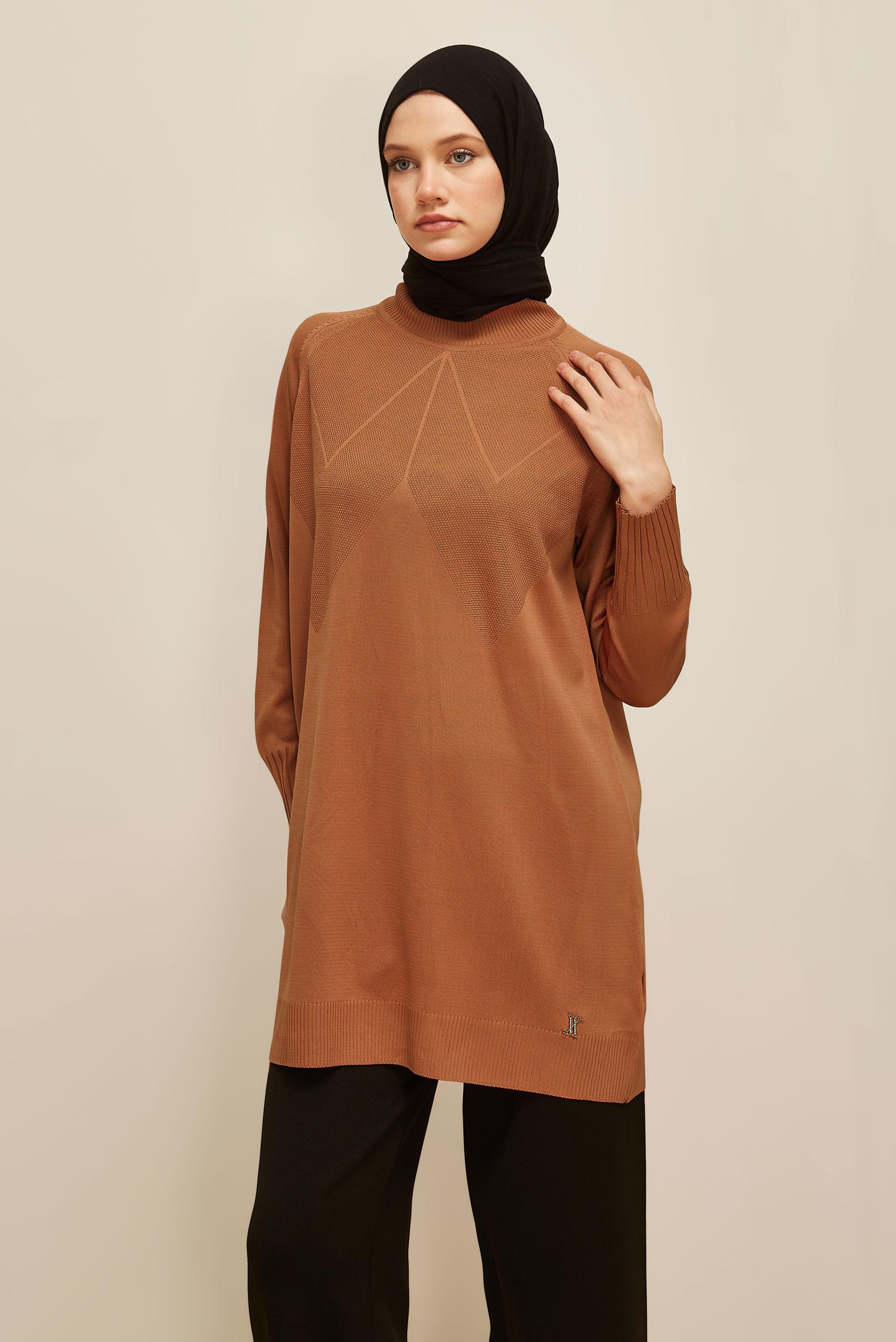 Tesettür giyim TURUNCU TRİKO TUNİK 45842