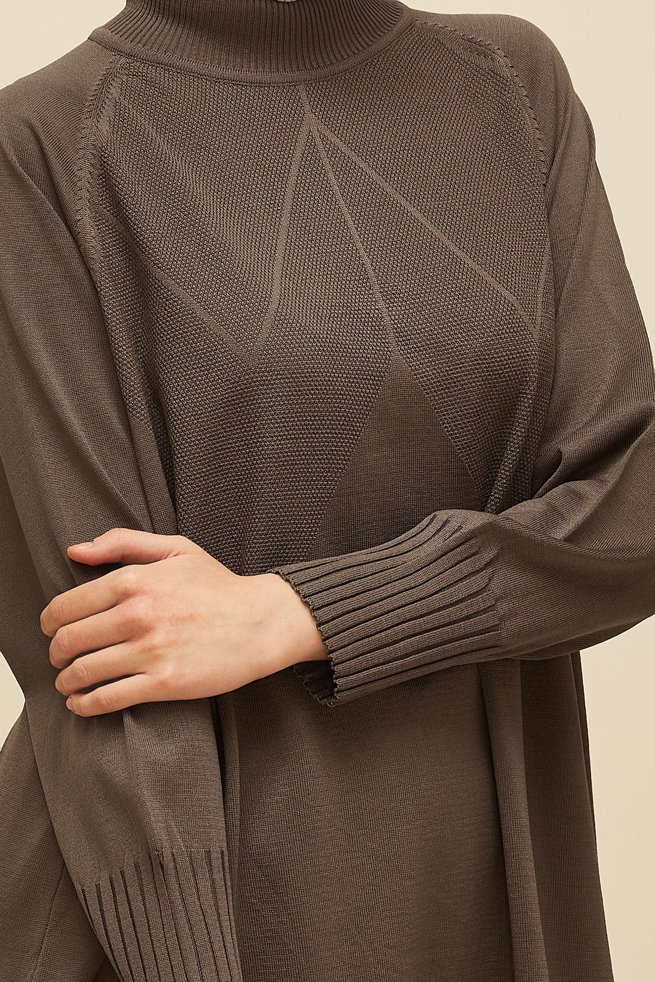 Tesettür giyim KAHVE TRİKO TUNİK 45842