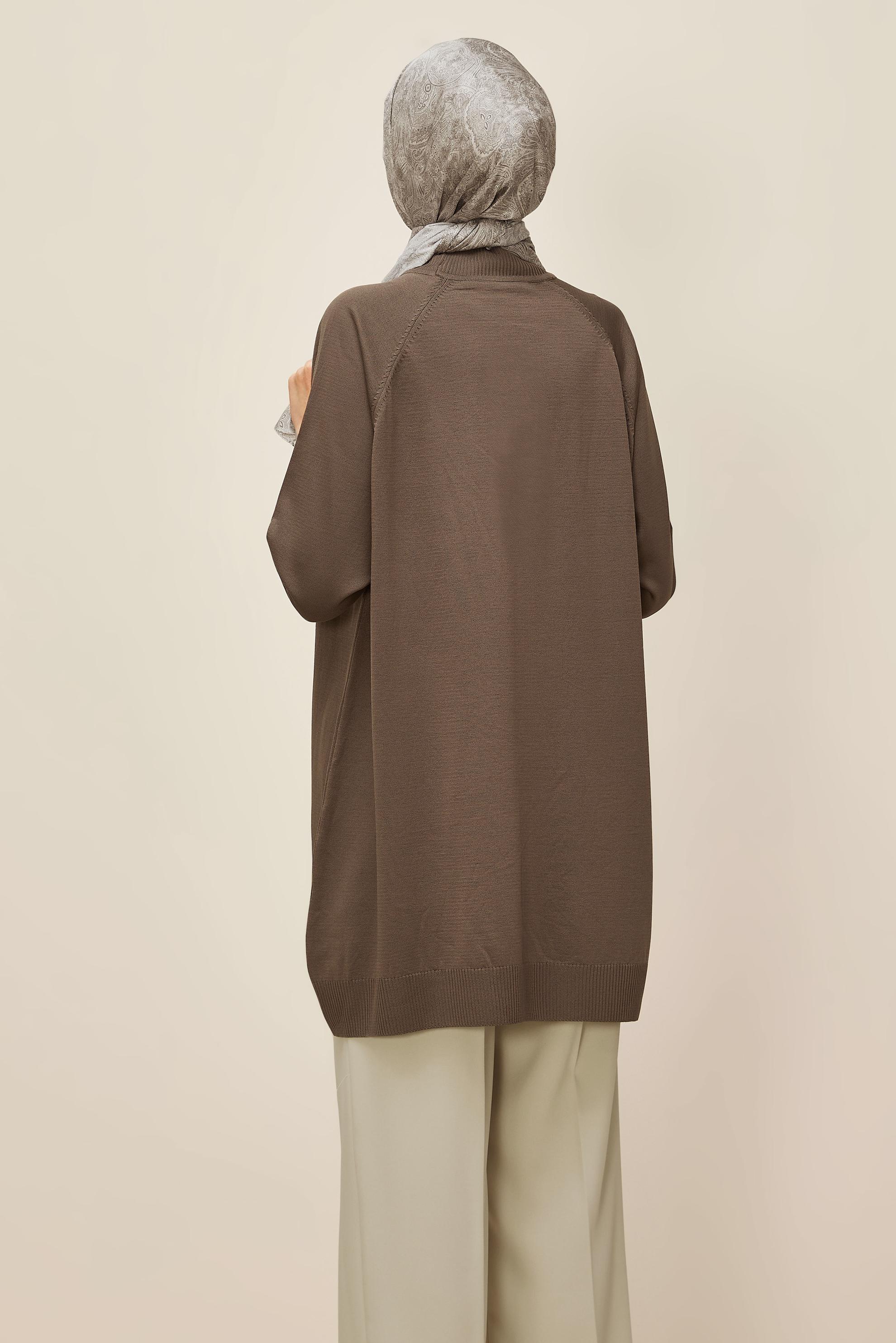 Tesettür giyim KAHVE TRİKO TUNİK 45842