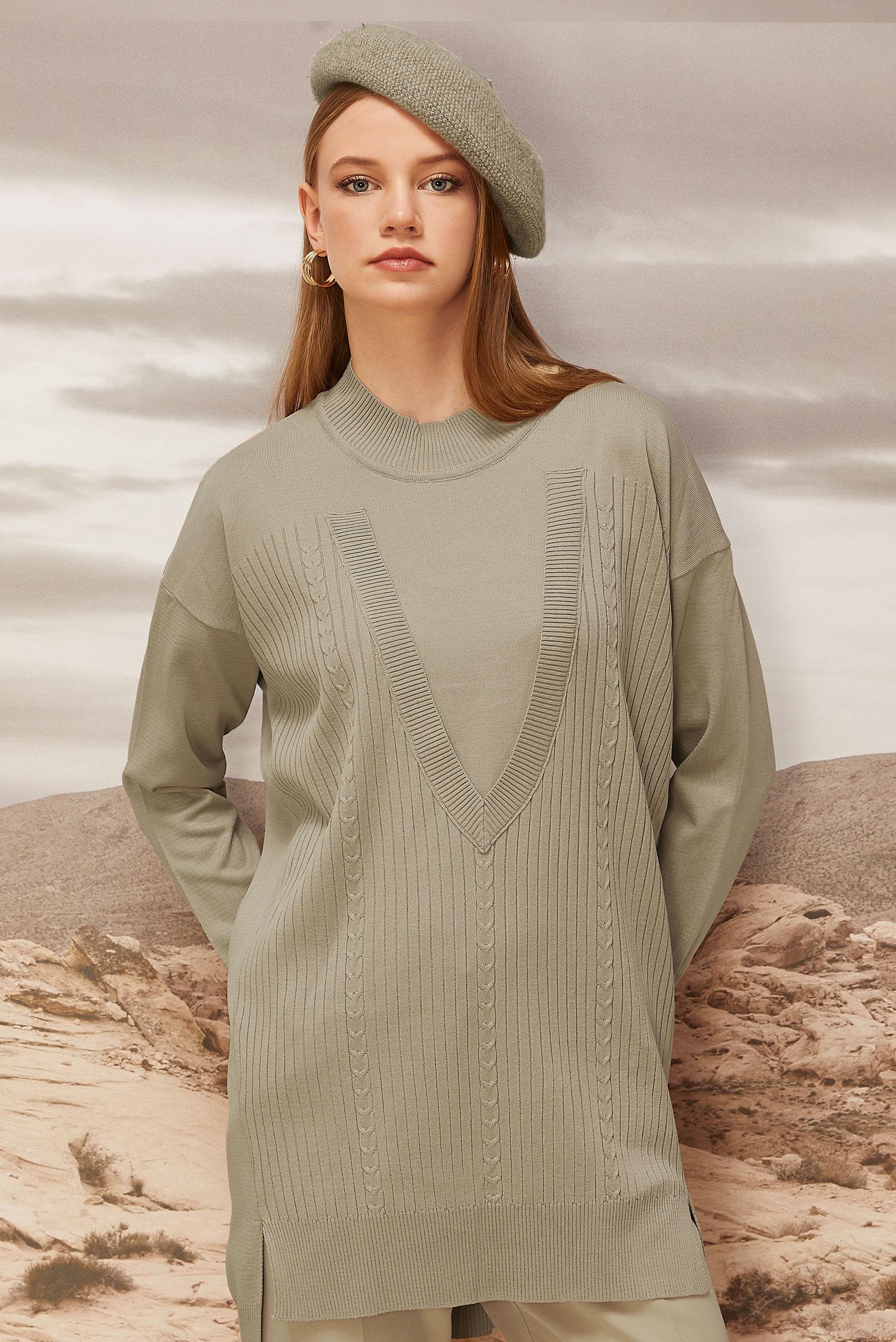 Hijab clothing BEIGE KNITWEAR TUNIC 45843