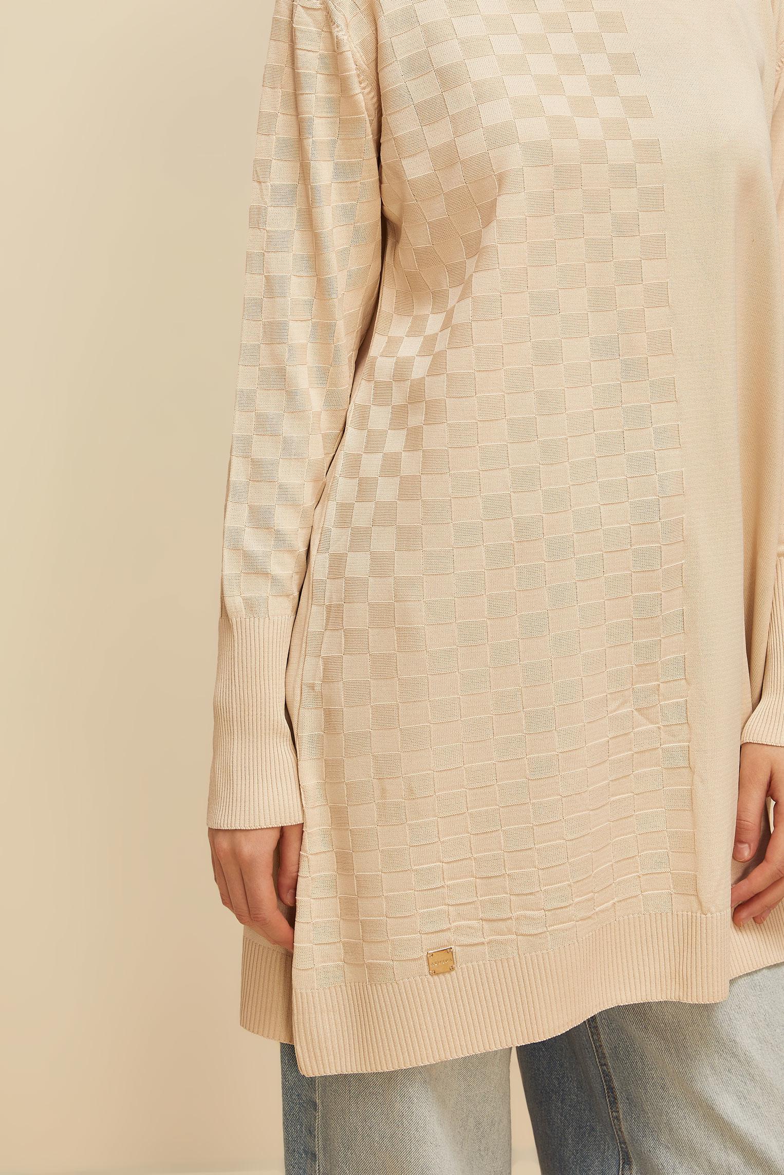 Tesettür giyim BEJ TRİKO TUNİK 45844