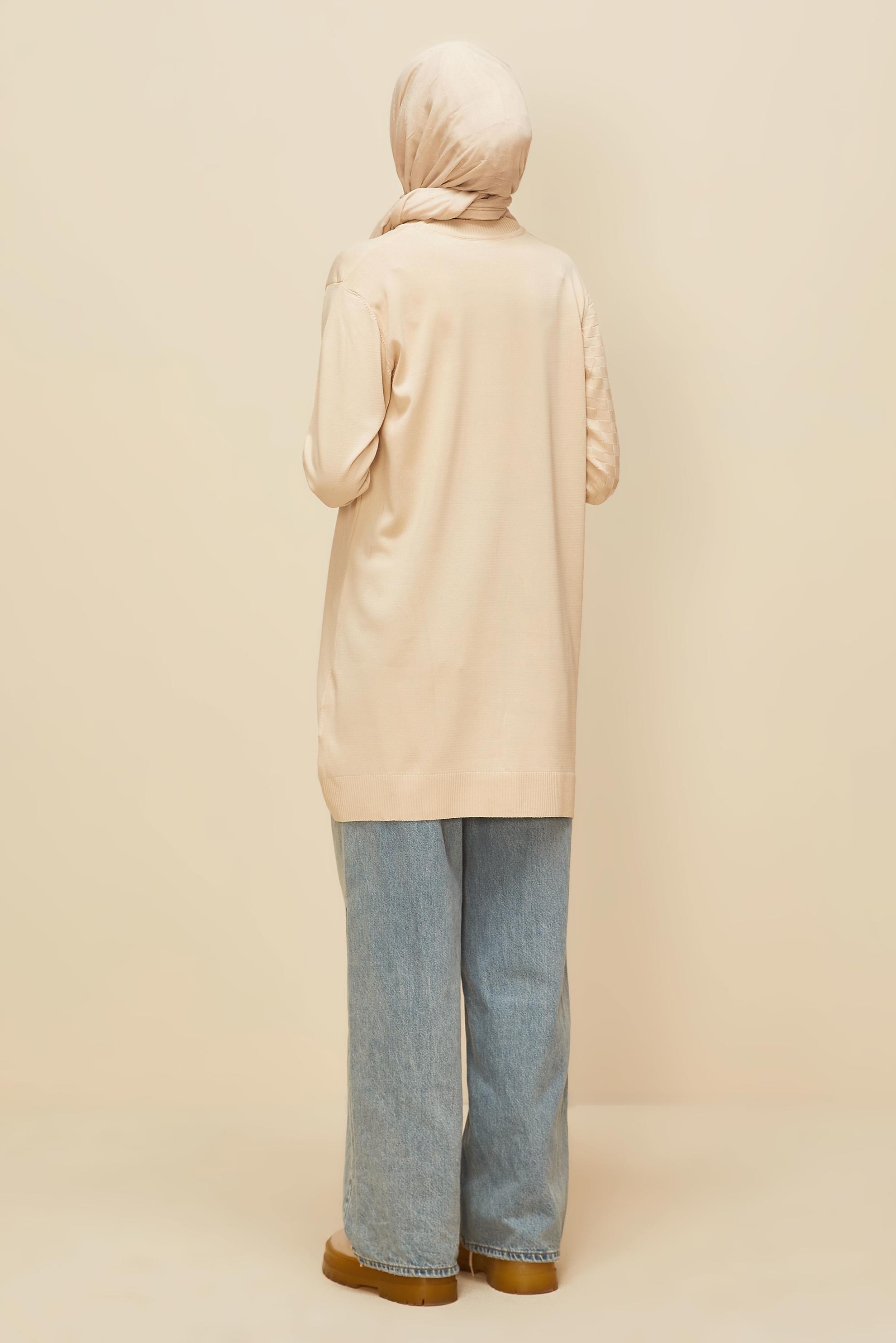 Tesettür giyim BEJ TRİKO TUNİK 45844